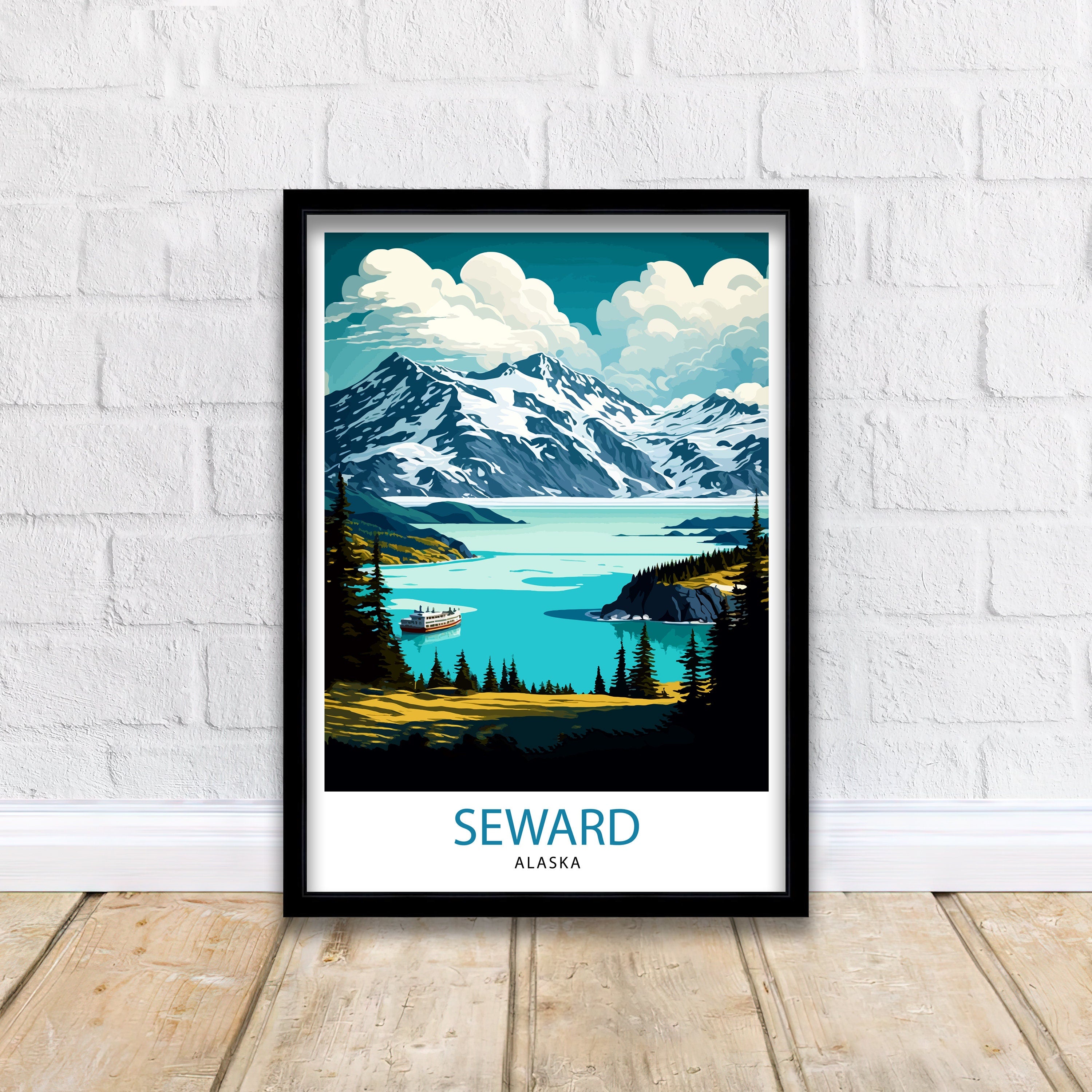 Seward Alaska Travel Print| Seward Wall Art Alaska Coastal Decor Travel Poster Seward Landscape Print Home Decor
