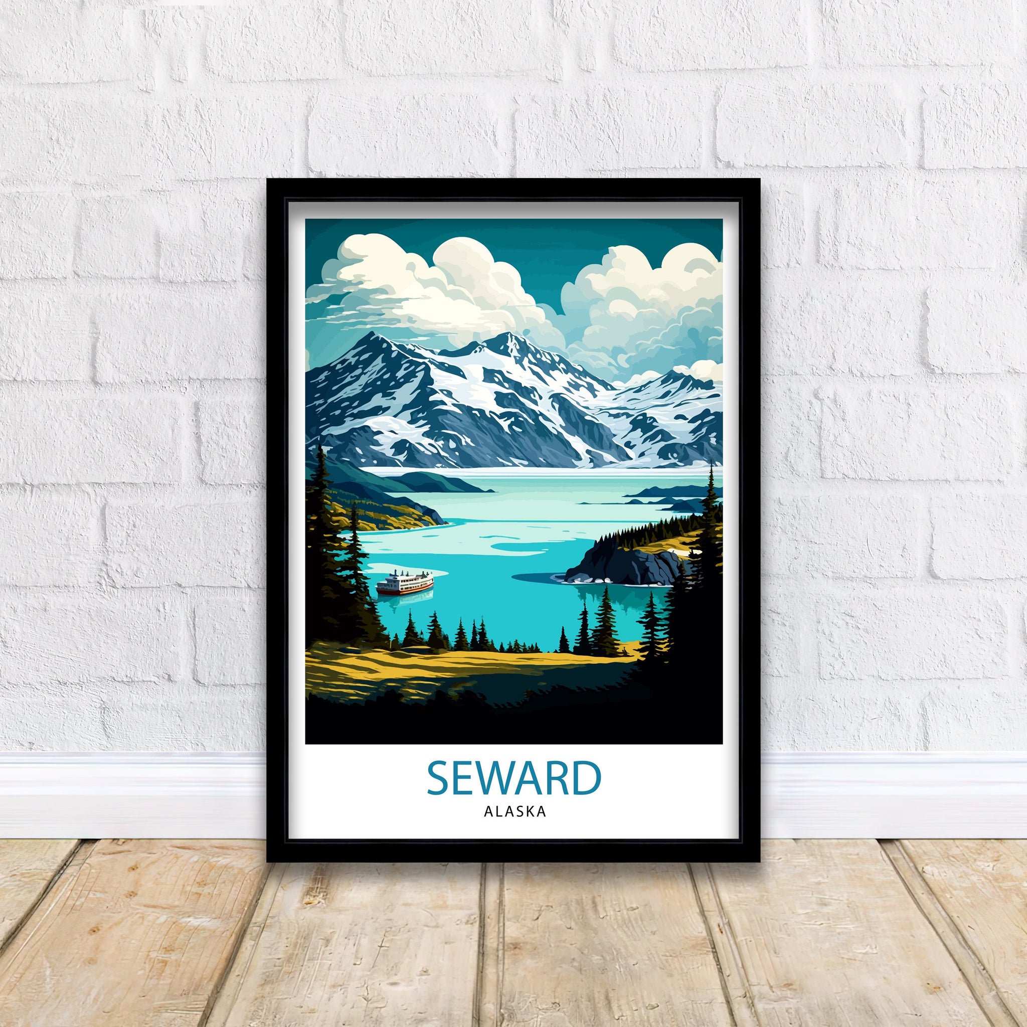 Seward Alaska Travel Print| Seward Wall Art Alaska Coastal Decor Travel Poster Seward Landscape Print Home Decor