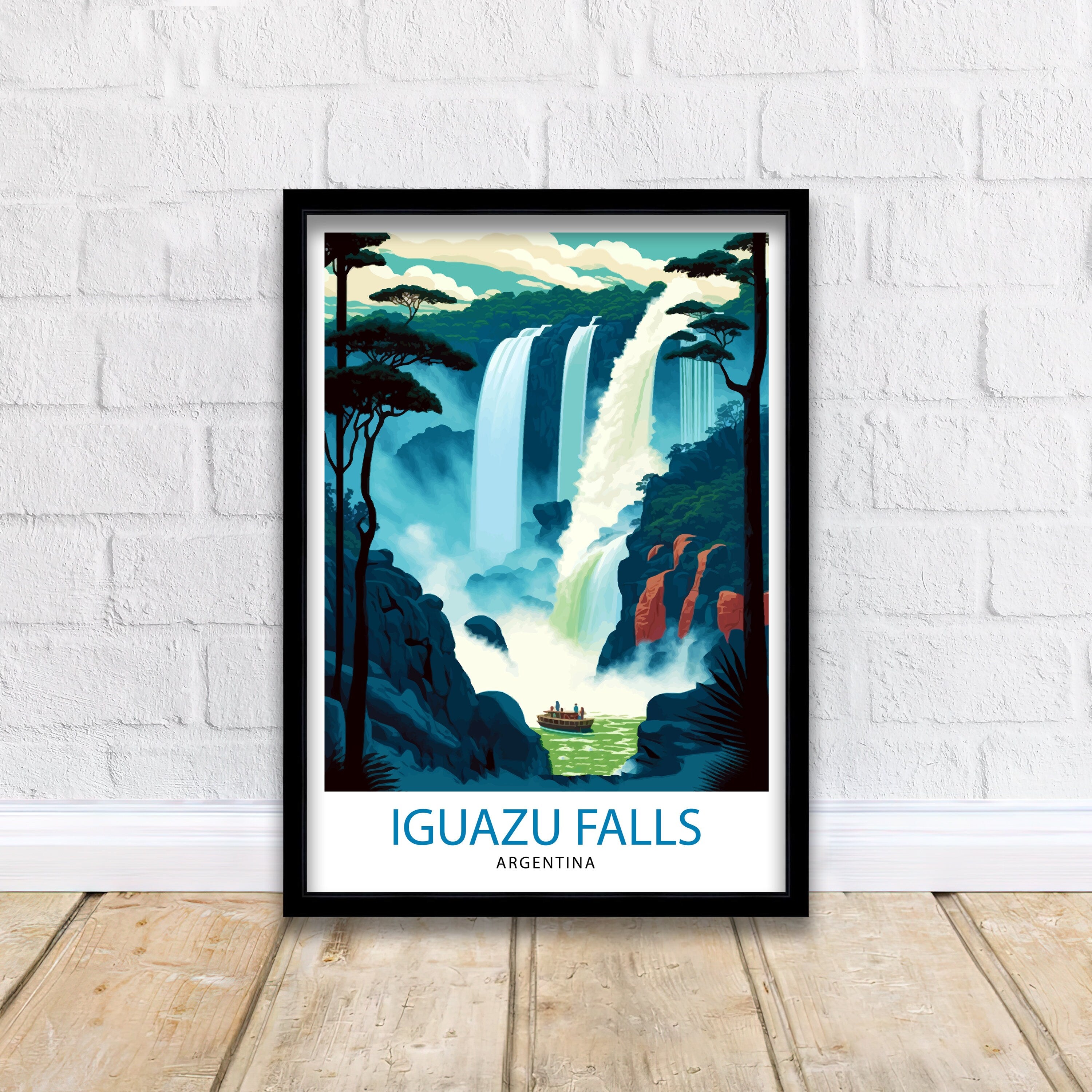 Iguazu Falls Argentina Travel Print Iguazu Wall Decor Iguazu Poster Argentina Travel Prints Iguazu Art Print Iguazu Illustration Iguazu Wall