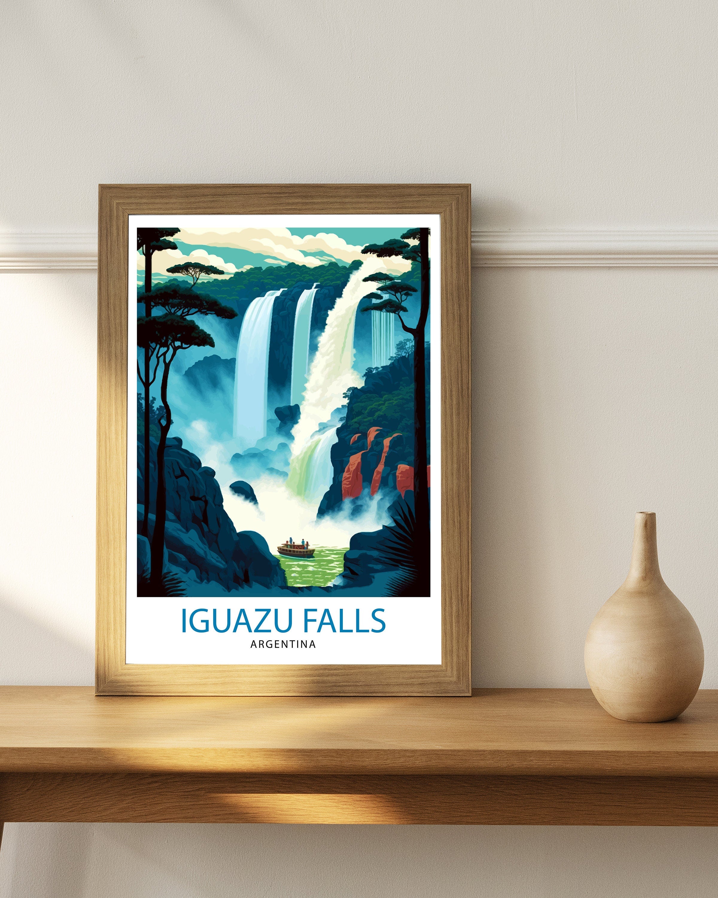 Iguazu Falls Argentina Travel Print Iguazu Wall Decor Iguazu Poster Argentina Travel Prints Iguazu Art Print Iguazu Illustration Iguazu Wall