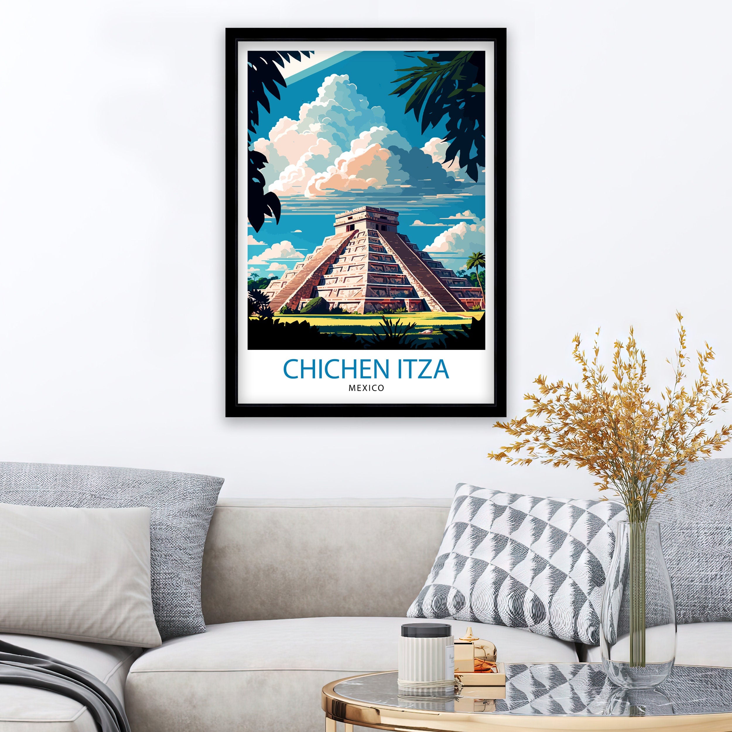 Chichen Itza Travel Print - Mayan Ruins Wall Art - Chichen Itza Poster - Mexico Travel Prints - Chichen Itza Art Print