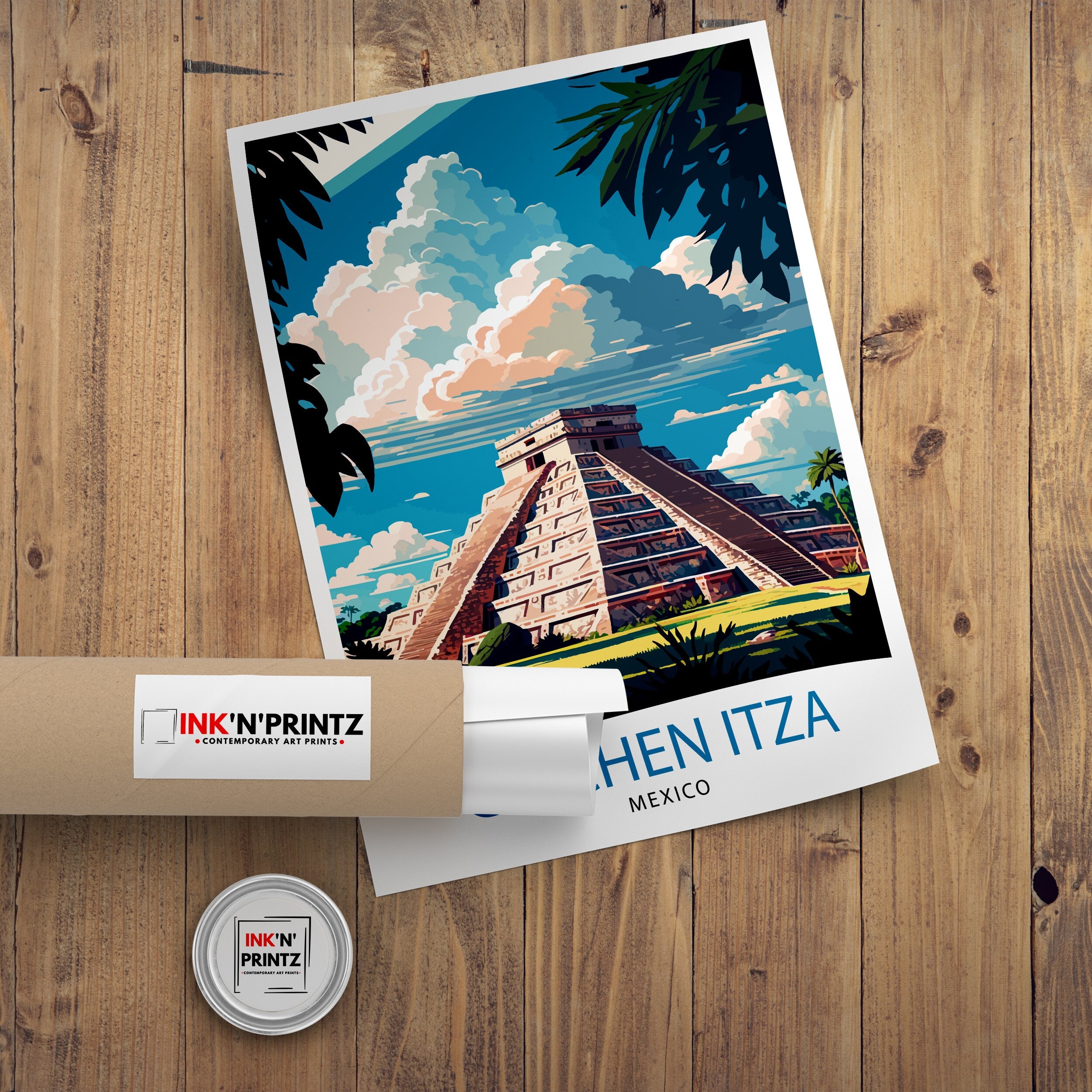 Chichen Itza Travel Print - Mayan Ruins Wall Art - Chichen Itza Poster - Mexico Travel Prints - Chichen Itza Art Print