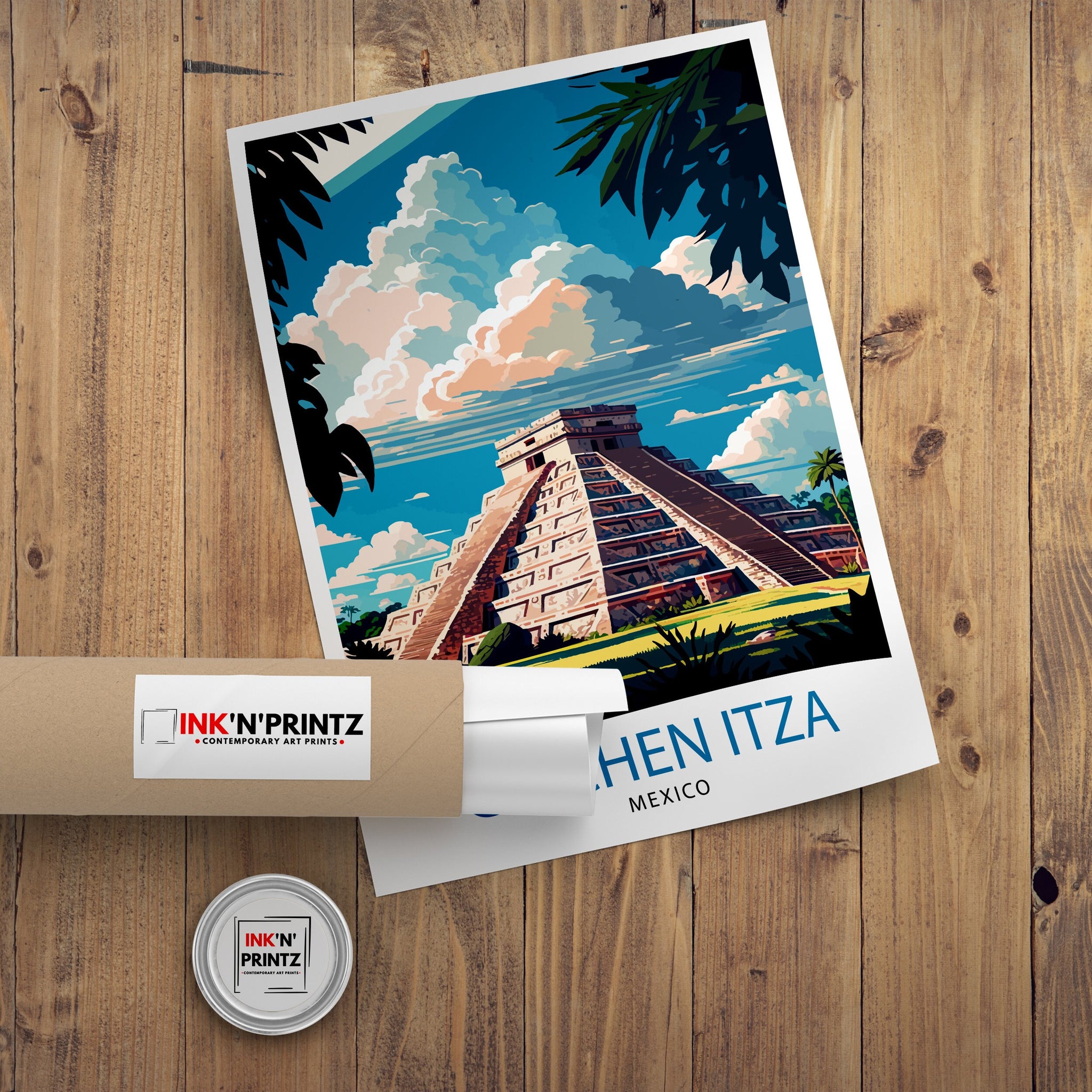 Chichen Itza Travel Print - Mayan Ruins Wall Art - Chichen Itza Poster - Mexico Travel Prints - Chichen Itza Art Print