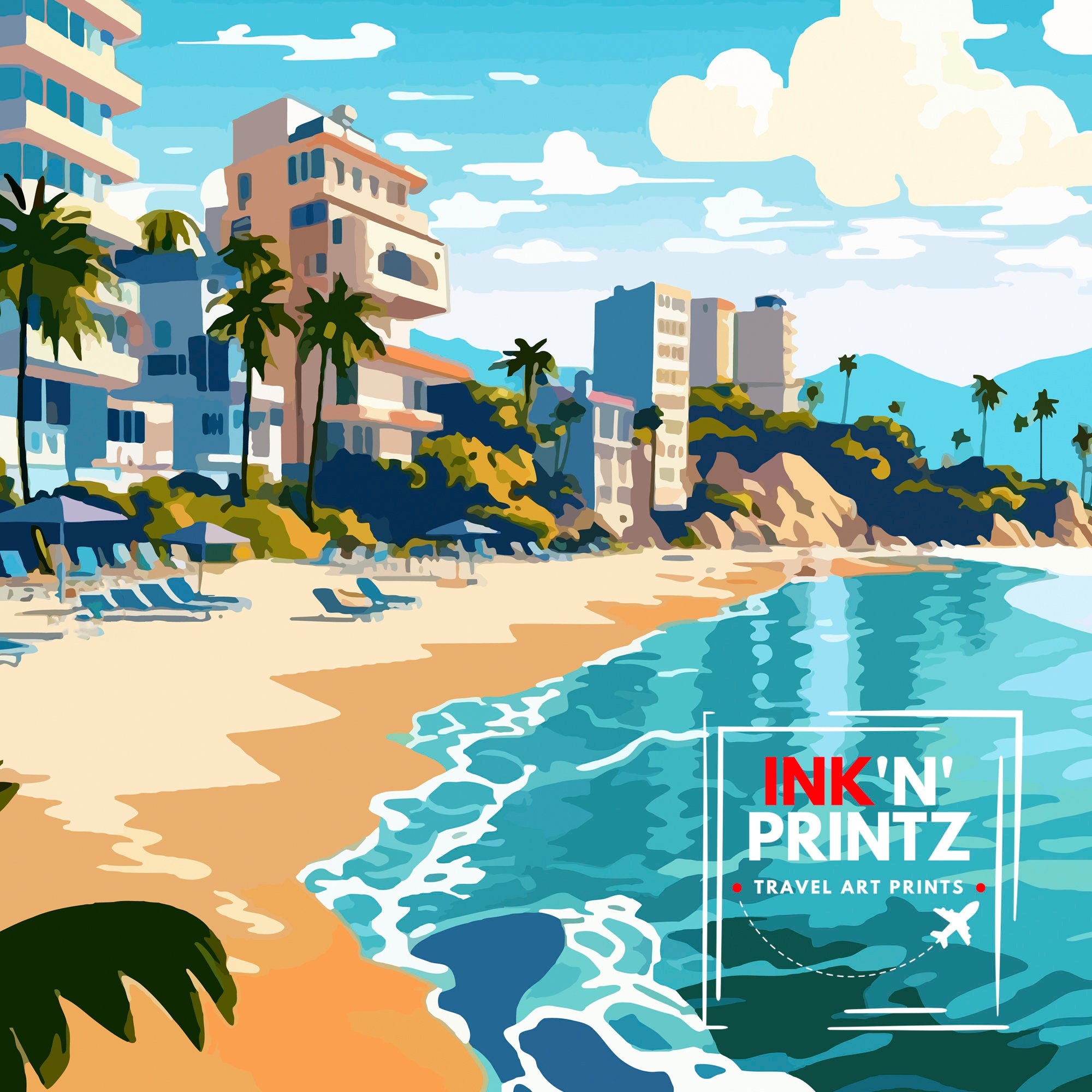 Acapulco Mexico Travel Print Acapulco Wall Decor Acapulco Home Living Decor Acapulco Mexico Illustration Travel Poster Gift For Acapulco