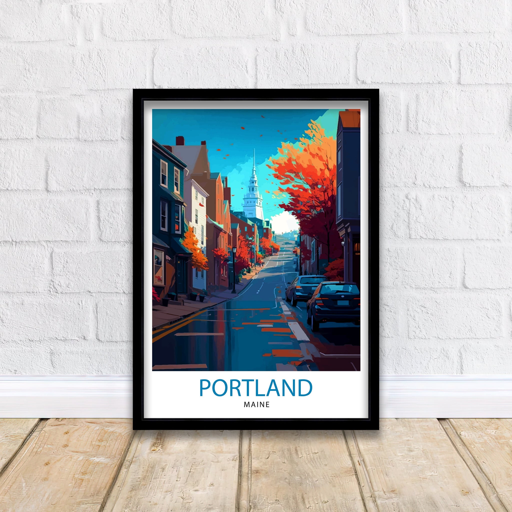 Portland Maine Travel Print Portland Wall Decor Portland Home Living Decor Portland Maine Illustration Travel Poster Gift for Portland Maine