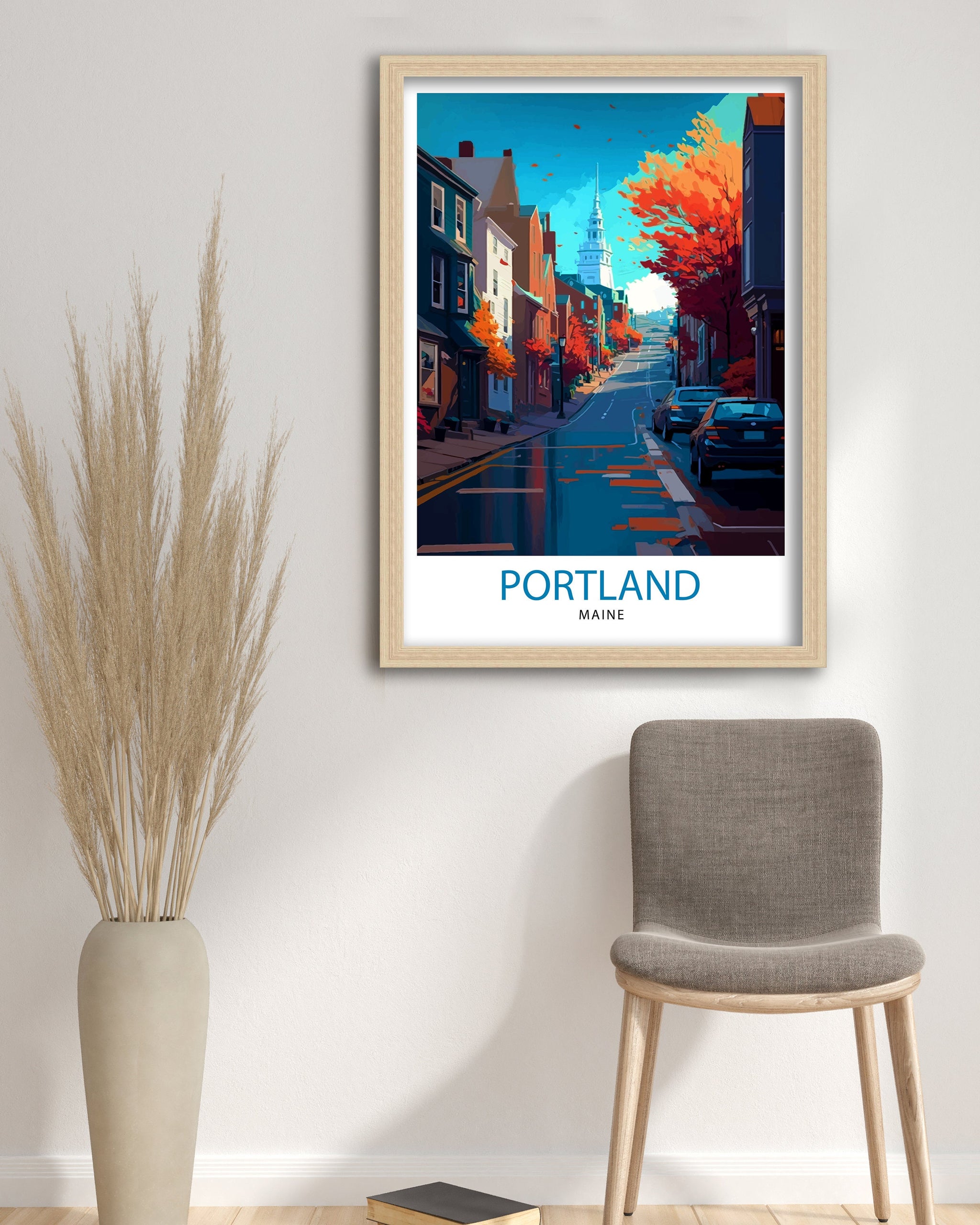 Portland Maine Travel Print Portland Wall Decor Portland Home Living Decor Portland Maine Illustration Travel Poster Gift for Portland Maine