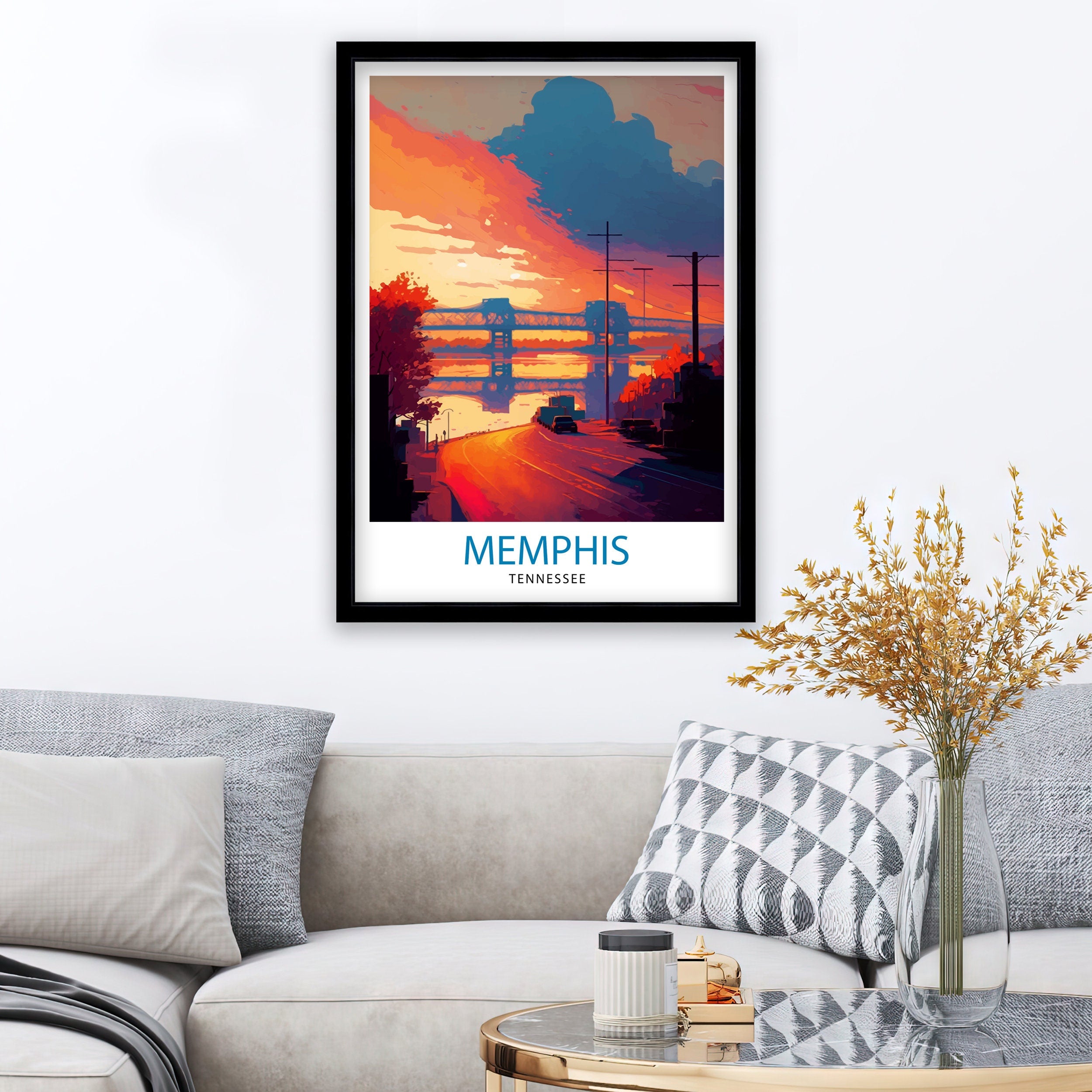 Memphis Tennessee Travel Print| Memphis Wall Decor Memphis Home Living Decor Memphis Illustration Travel Poster Gift for Memphis