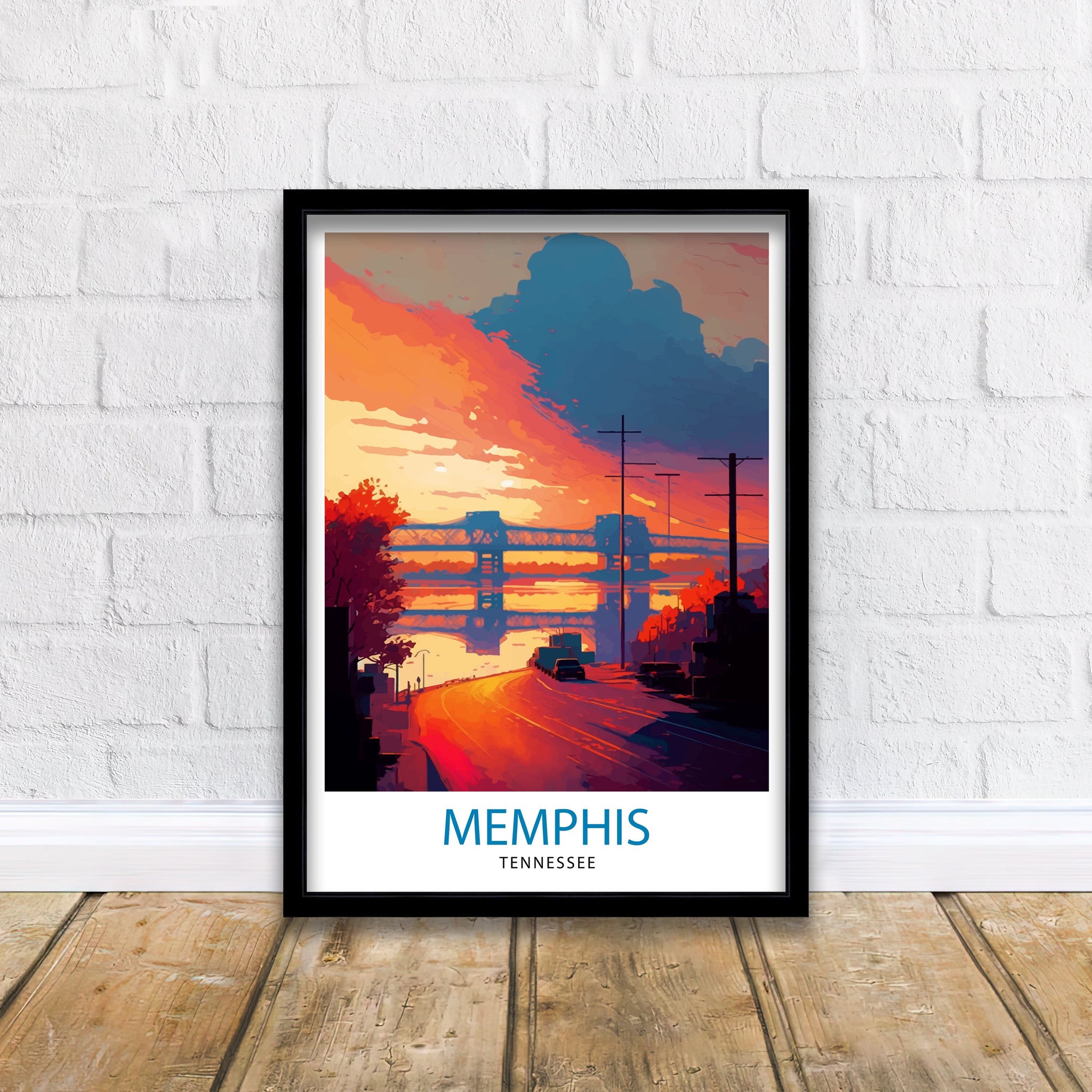 Memphis Tennessee Travel Print| Memphis Wall Decor Memphis Home Living Decor Memphis Illustration Travel Poster Gift for Memphis