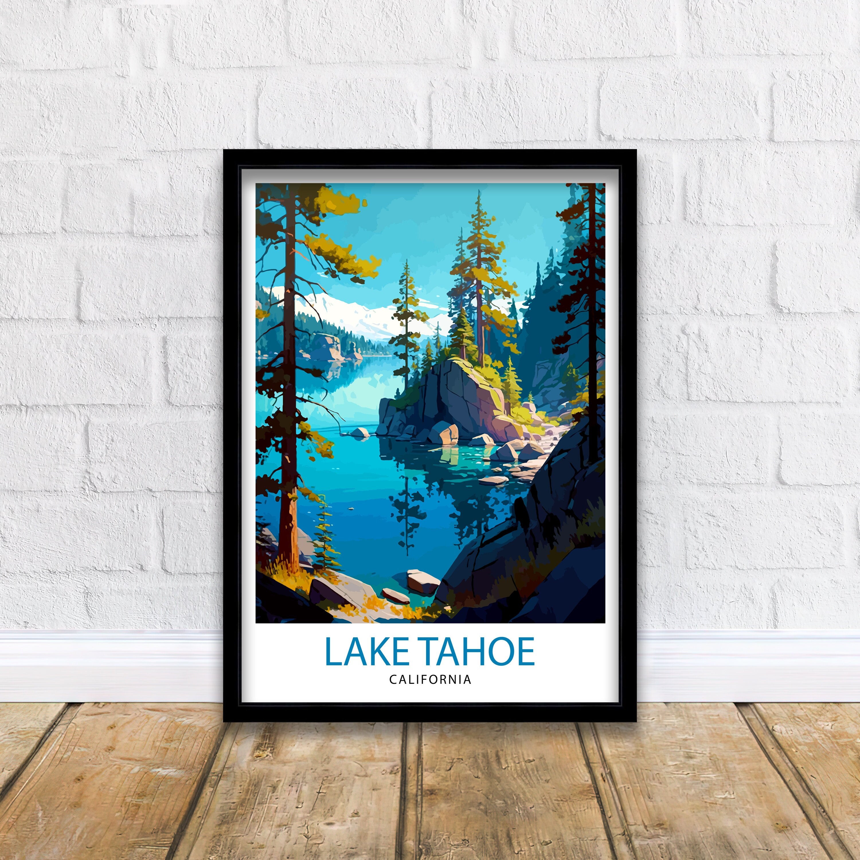 Lake Tahoe California Travel Print Lake Tahoe Wall Decor Lake Tahoe Home Living Decor Lake Tahoe Illustration Travel Poster