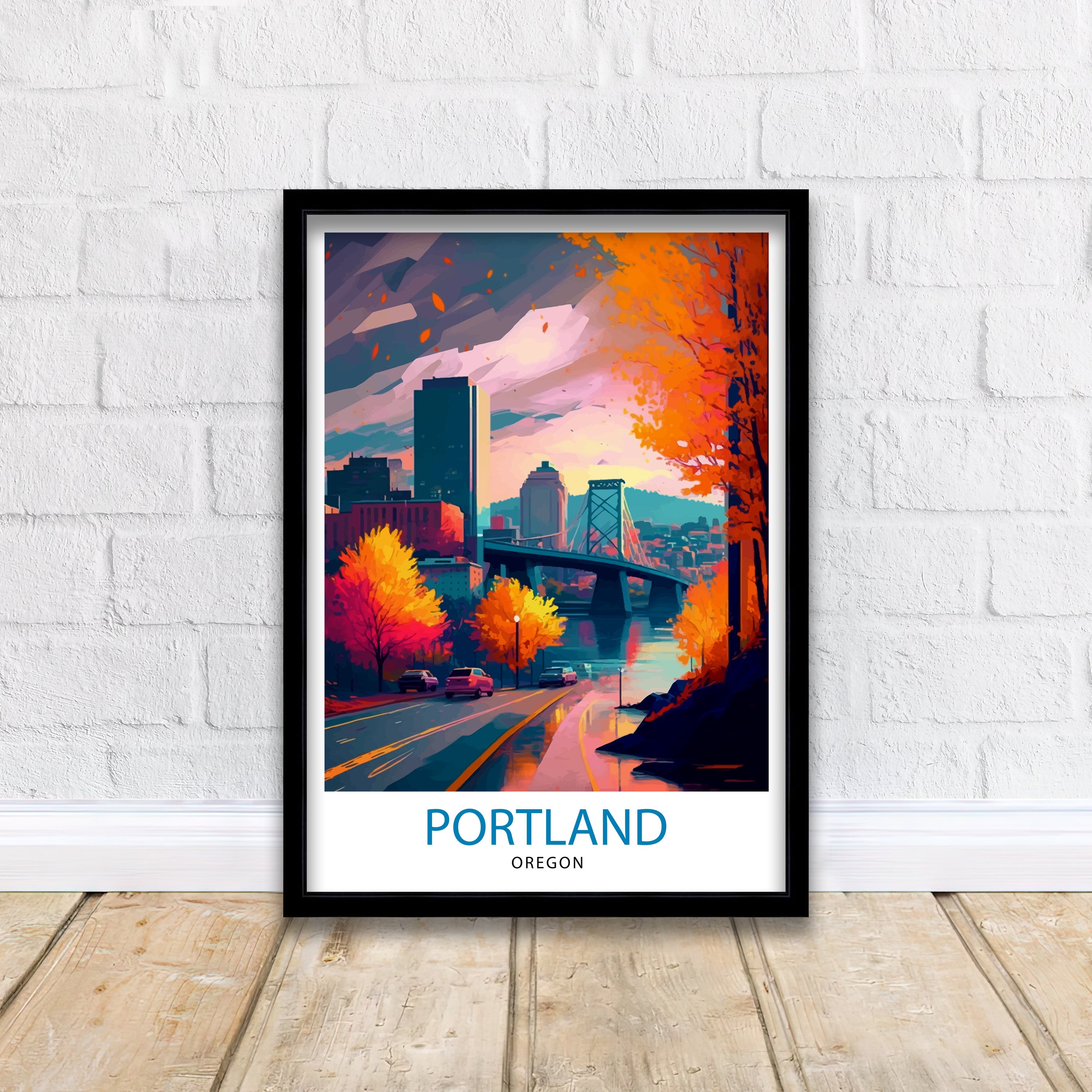 Portland Oregon Travel Print| Portland Wall Decor Portland Home Living Decor Portland Oregon Illustration Travel Poster Gift for Portland