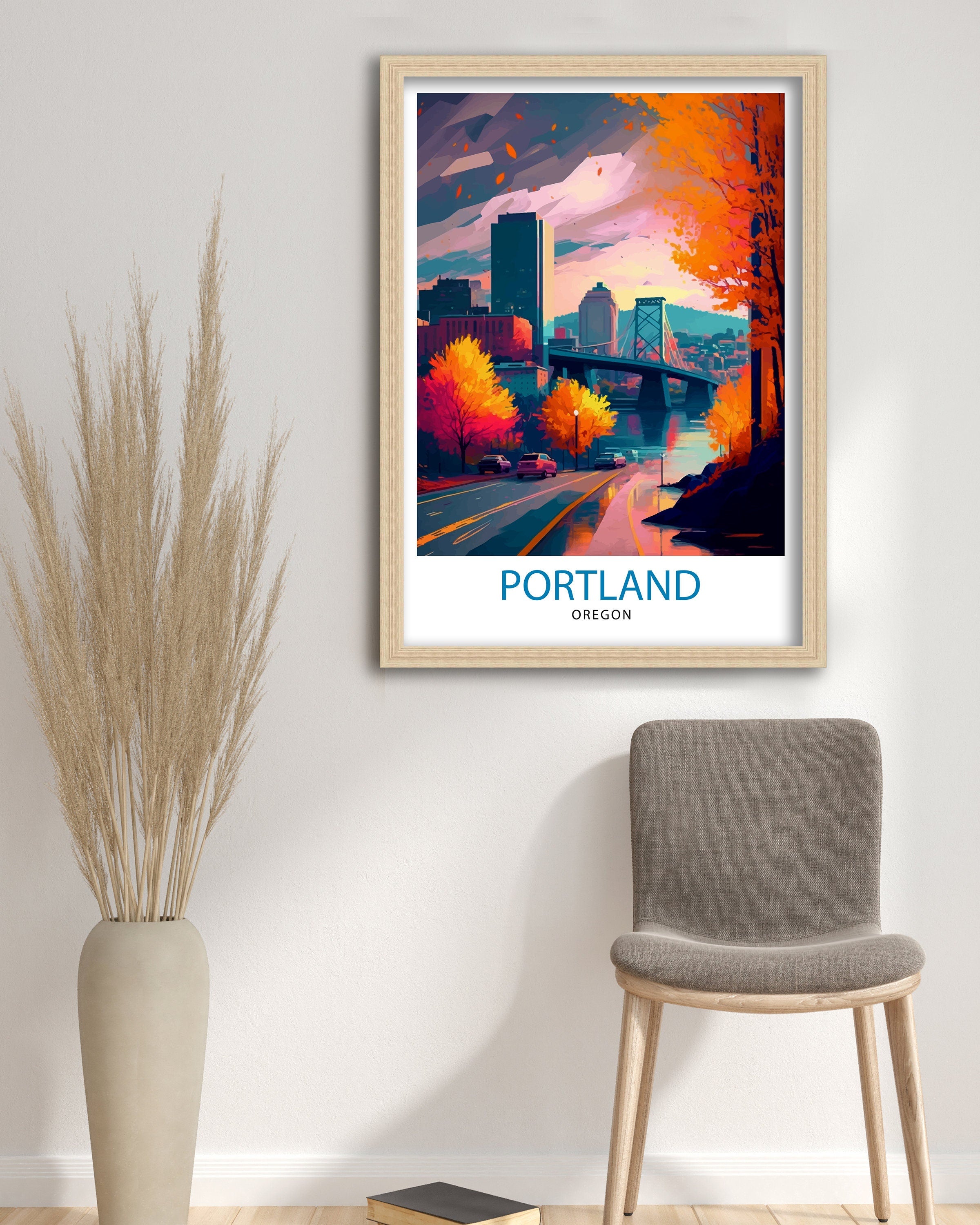 Portland Oregon Travel Print| Portland Wall Decor Portland Home Living Decor Portland Oregon Illustration Travel Poster Gift for Portland