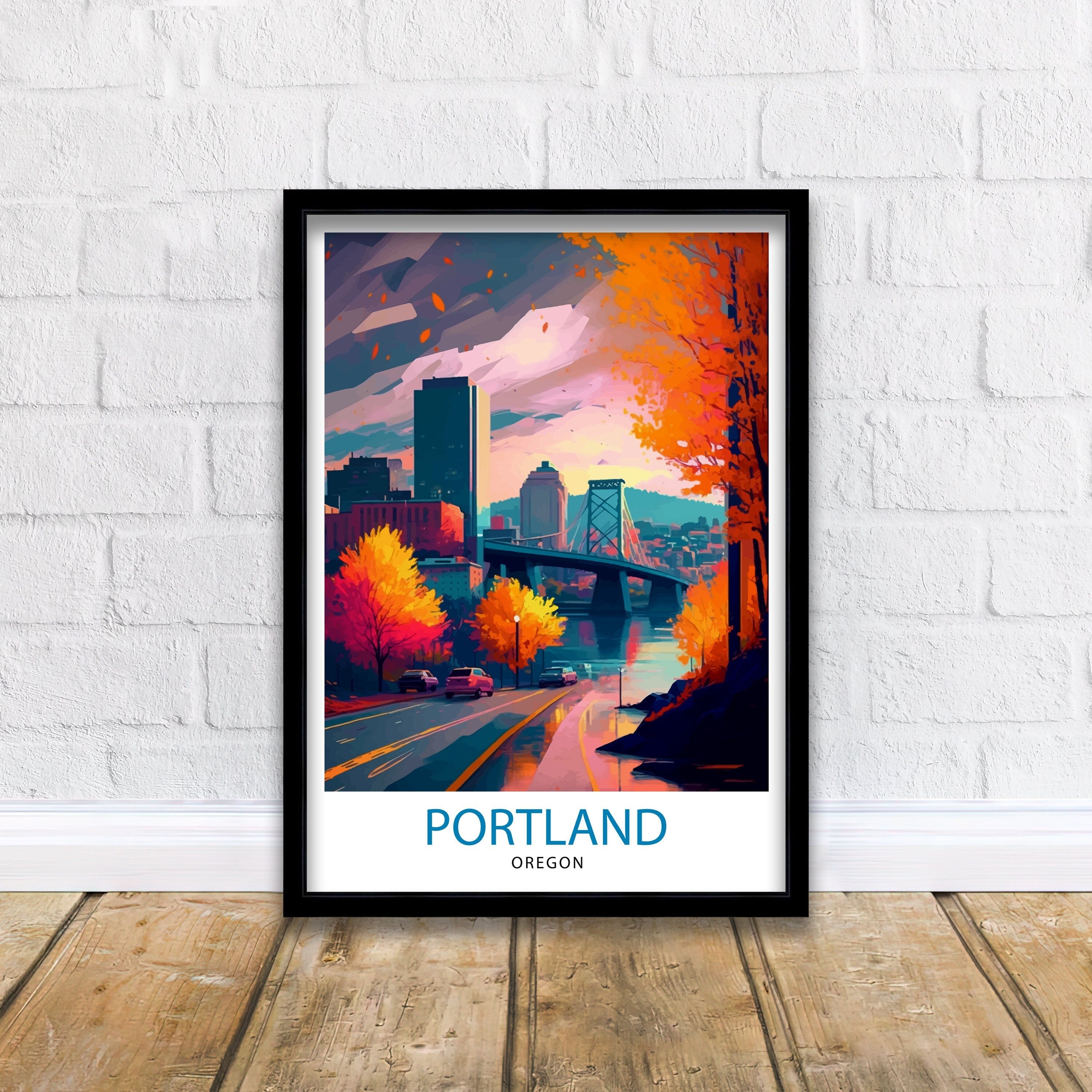 Portland Oregon Travel Print| Portland Wall Decor Portland Home Living Decor Portland Oregon Illustration Travel Poster Gift for Portland