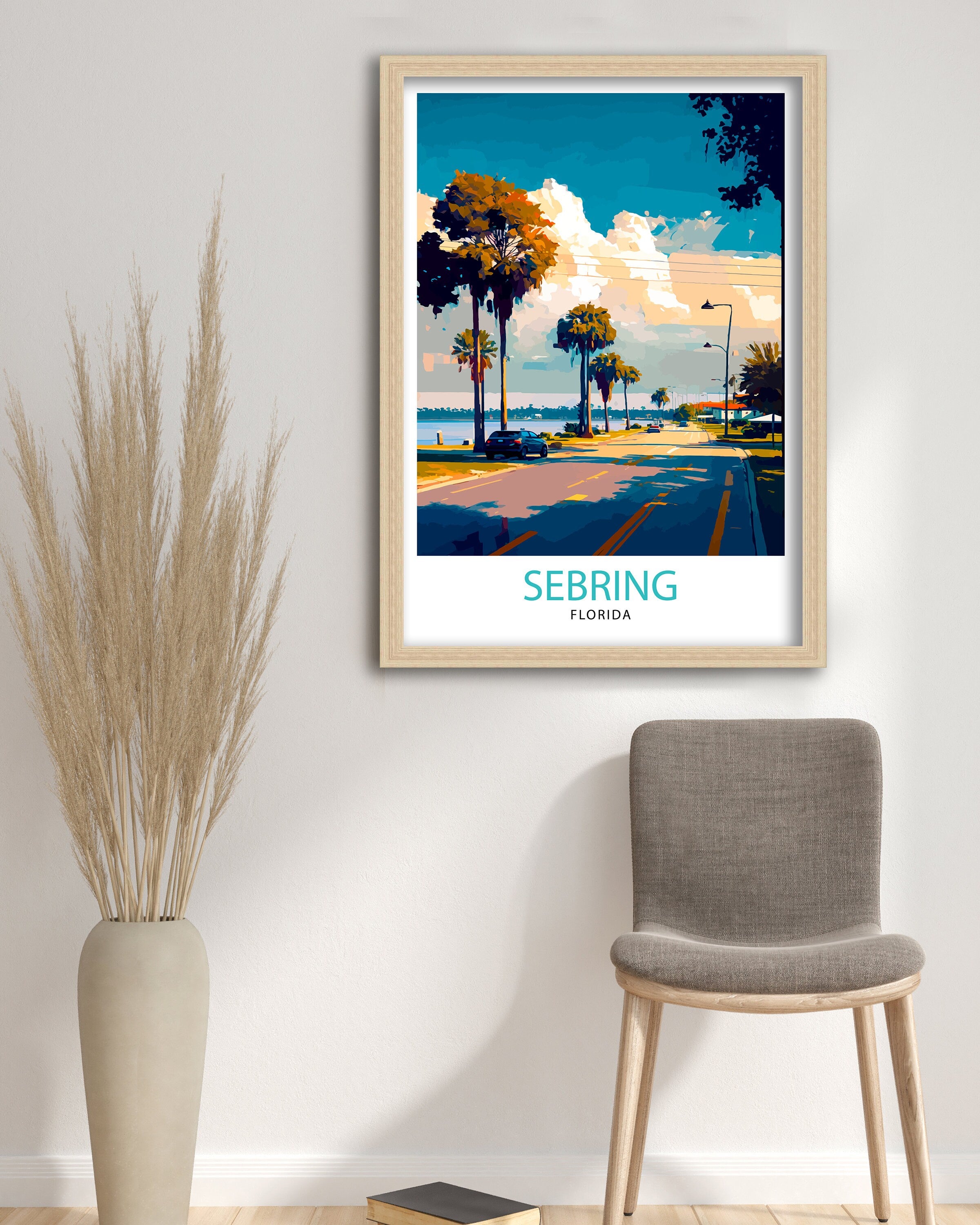 Sebring Florida Travel Print| Sebring Wall Decor Sebring Home Living Decor Sebring Florida Illustration Travel Poster Gift for Sebring
