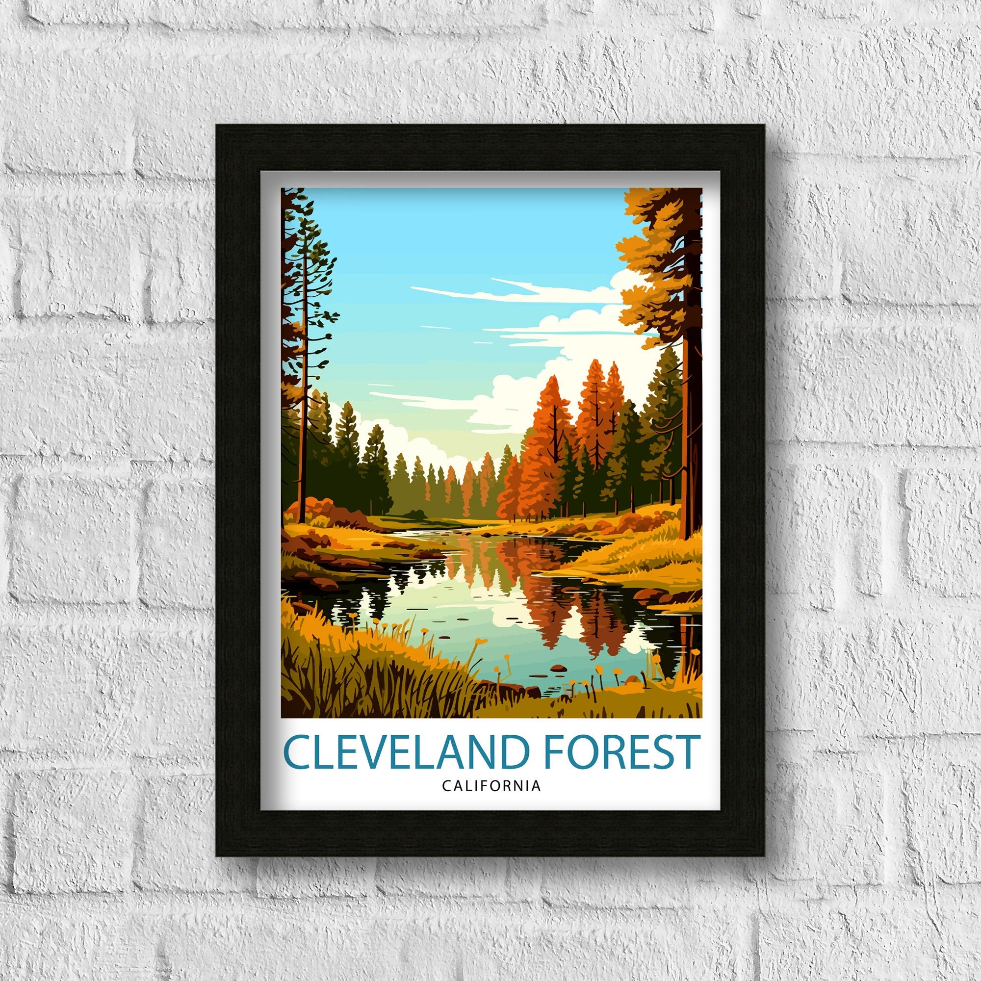 Cleveland Forest California Travel Print| Cleveland Forest Wall Decor Cleveland Forest Home Living Decor California Illustration Travel