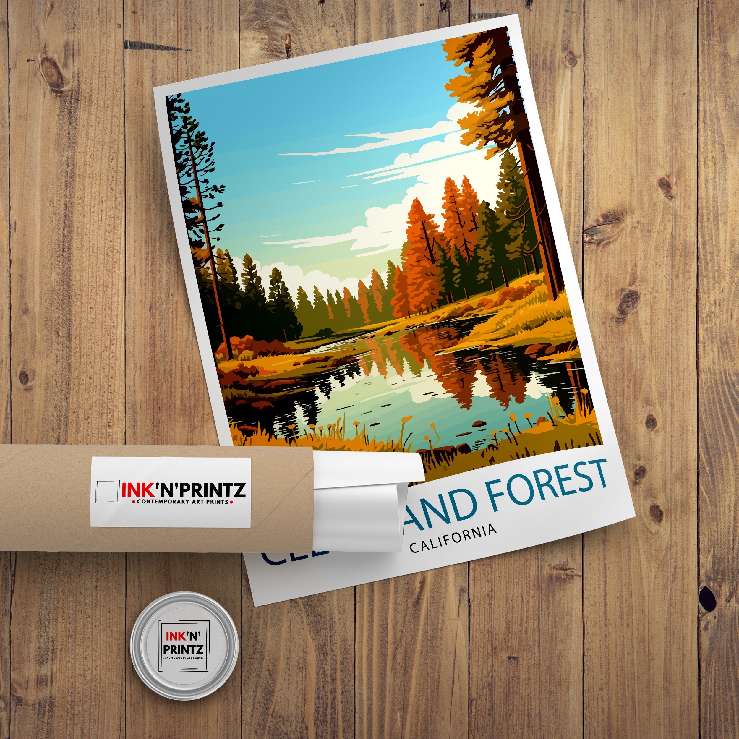 Cleveland Forest California Travel Print| Cleveland Forest Wall Decor Cleveland Forest Home Living Decor California Illustration Travel