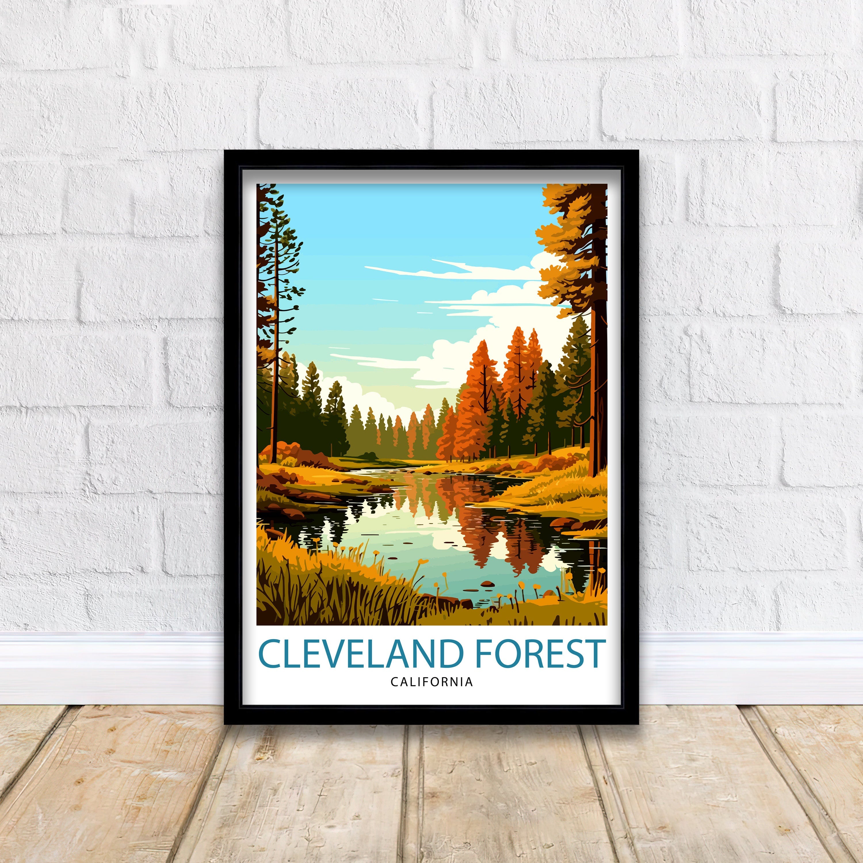 Cleveland Forest California Travel Print| Cleveland Forest Wall Decor Cleveland Forest Home Living Decor California Illustration Travel