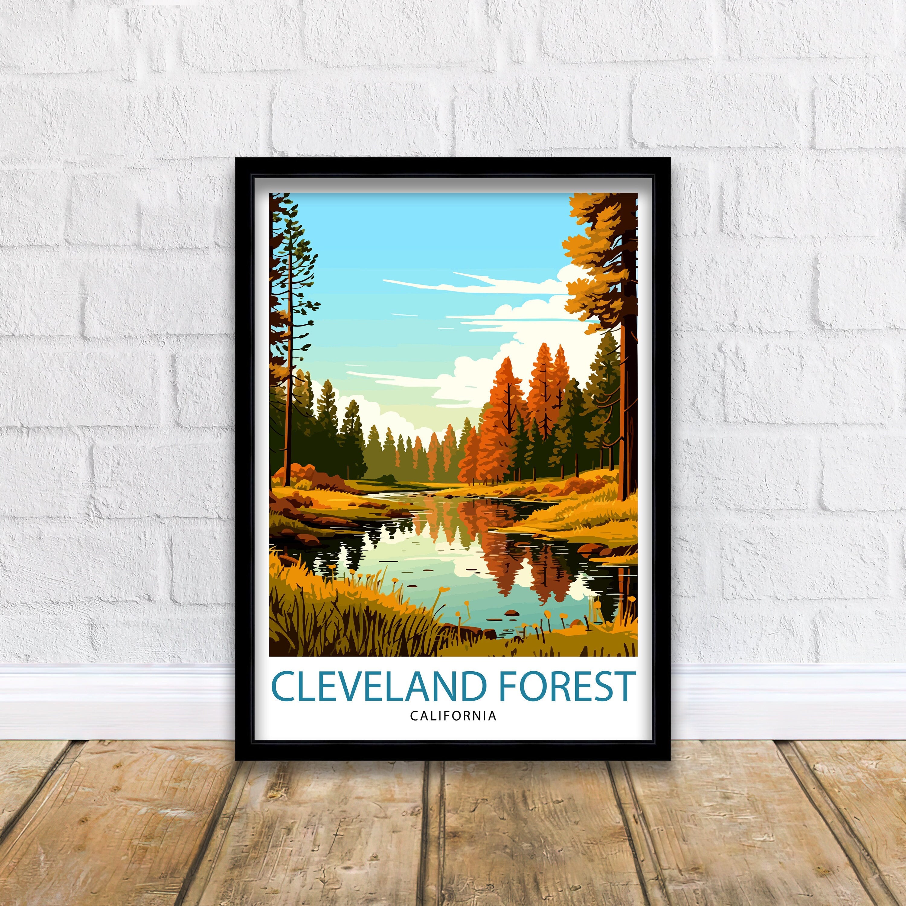 Cleveland Forest California Travel Print| Cleveland Forest Wall Decor Cleveland Forest Home Living Decor California Illustration Travel
