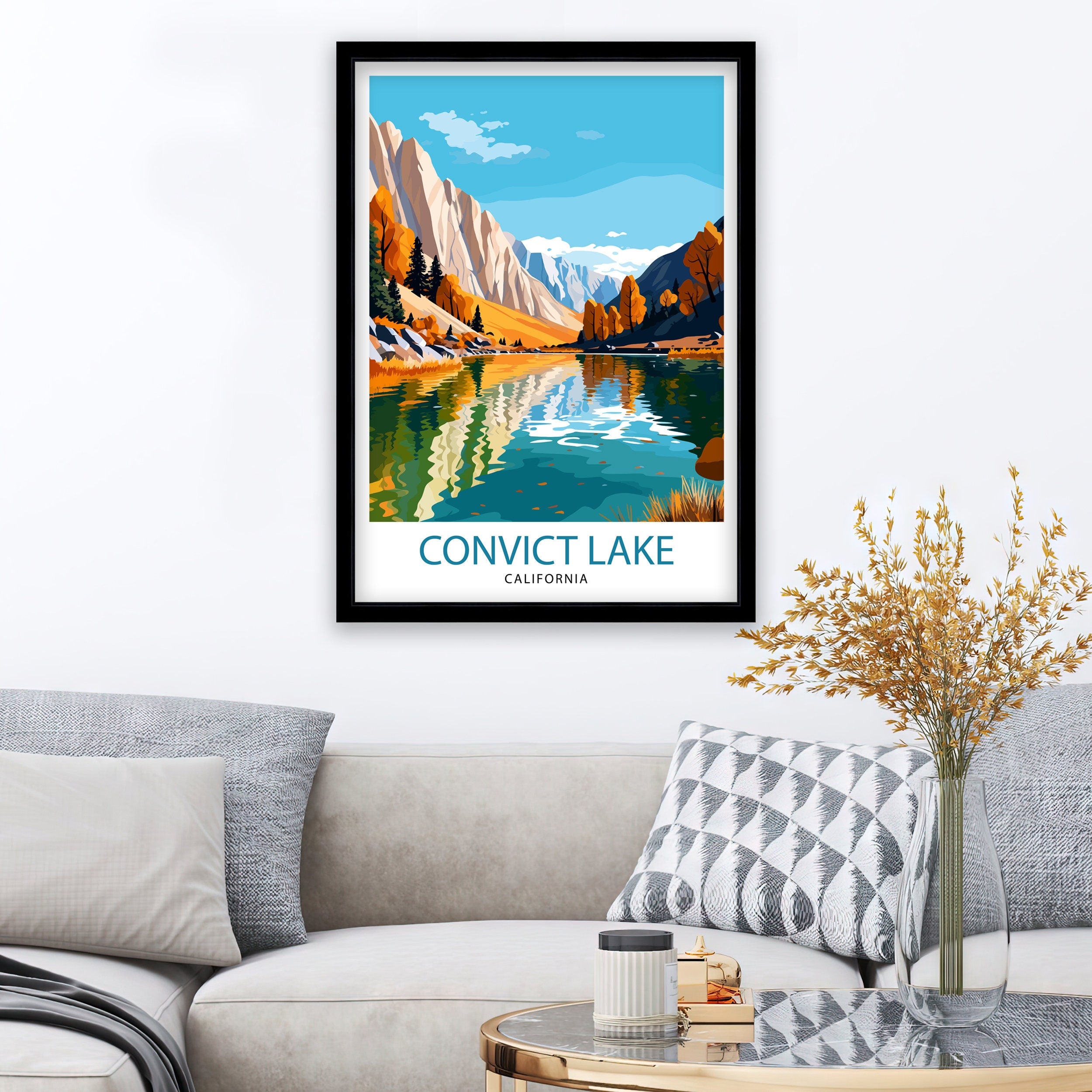 Convict Lake California Travel Print| Convict Lake Wall Decor Convict Lake Home Living Decor Convict Lake California Illustration Travel