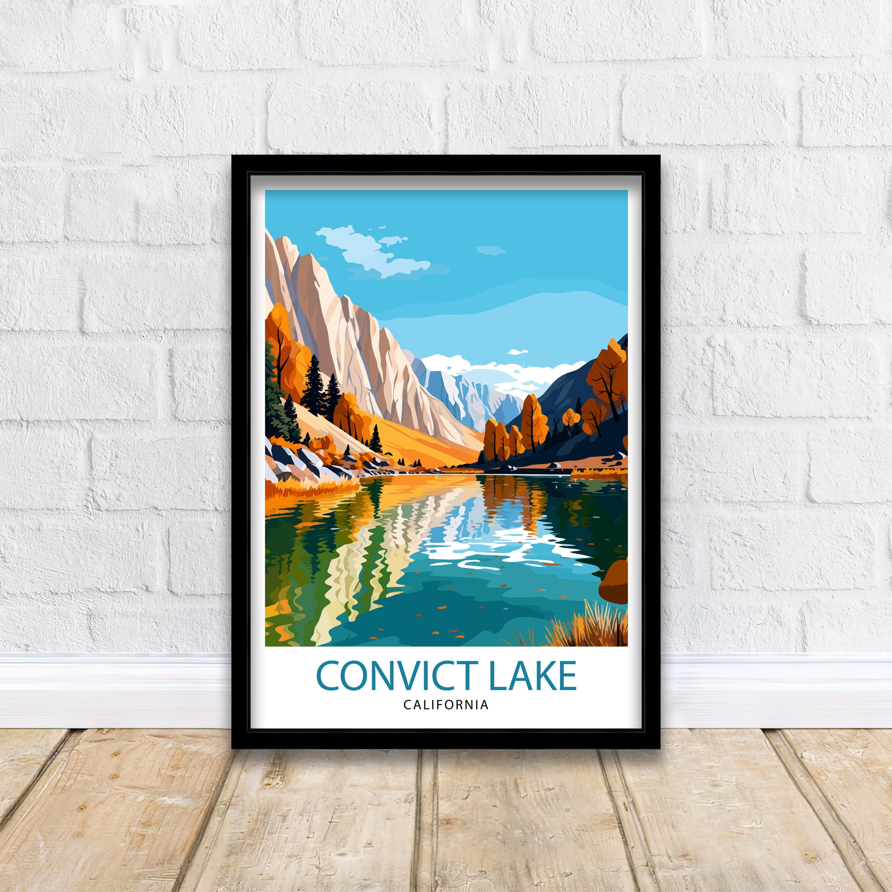 Convict Lake California Travel Print| Convict Lake Wall Decor Convict Lake Home Living Decor Convict Lake California Illustration Travel