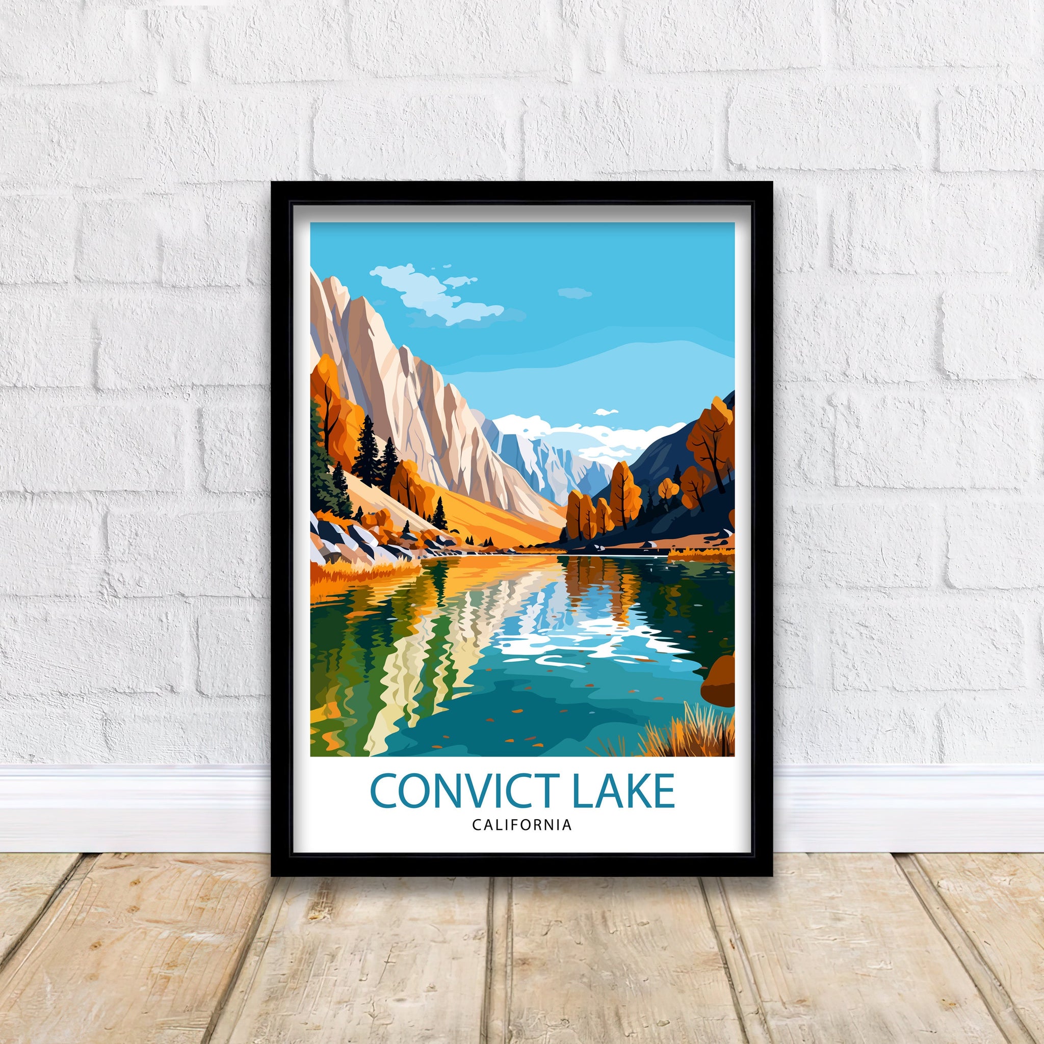 Convict Lake California Travel Print| Convict Lake Wall Decor Convict Lake Home Living Decor Convict Lake California Illustration Travel