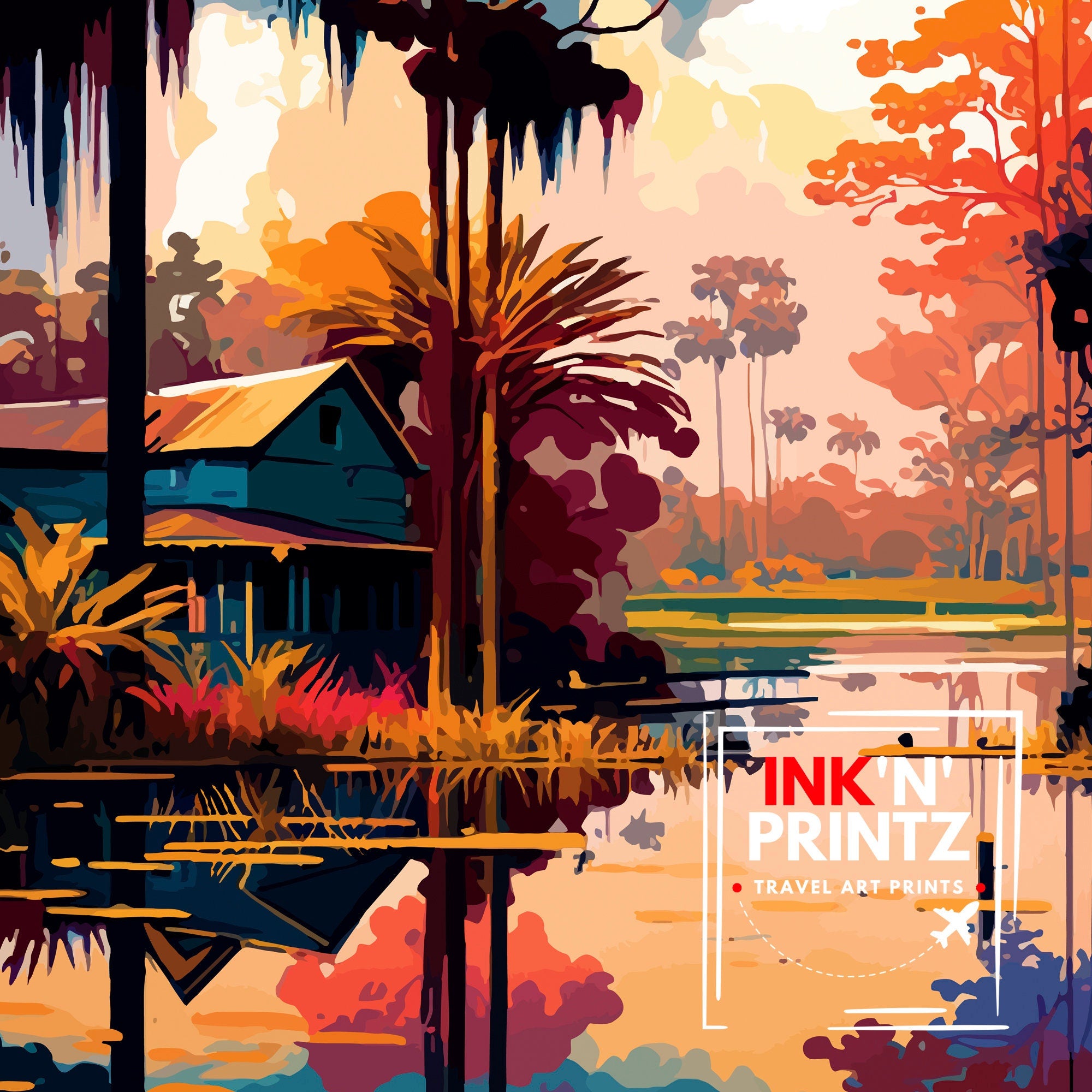 Ocala Florida Travel Print| Ocala Wall Decor Ocala Poster Florida Travel Prints Ocala Art Print Ocala Illustration Ocala Wall Art - Florida