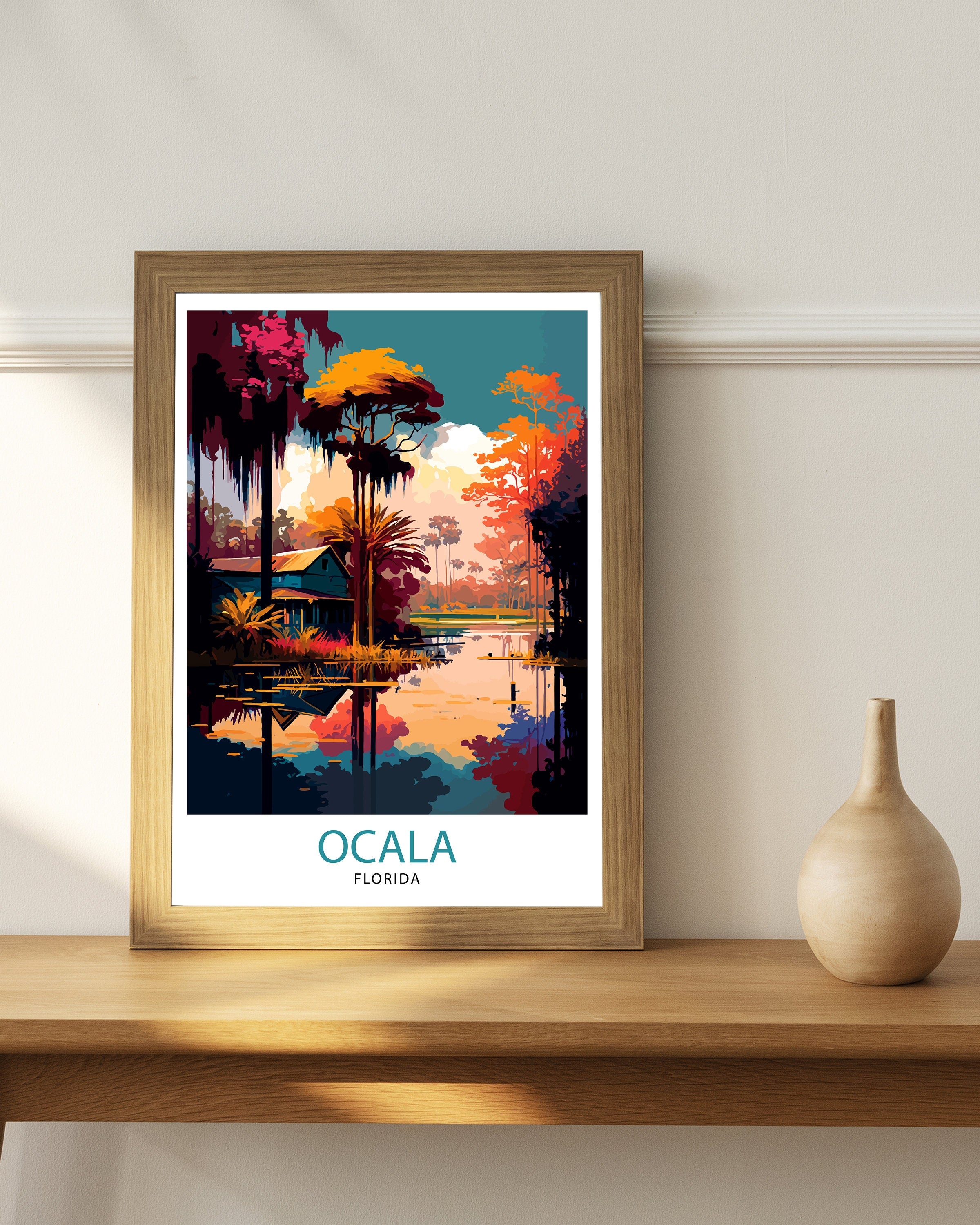Ocala Florida Travel Print| Ocala Wall Decor Ocala Poster Florida Travel Prints Ocala Art Print Ocala Illustration Ocala Wall Art - Florida