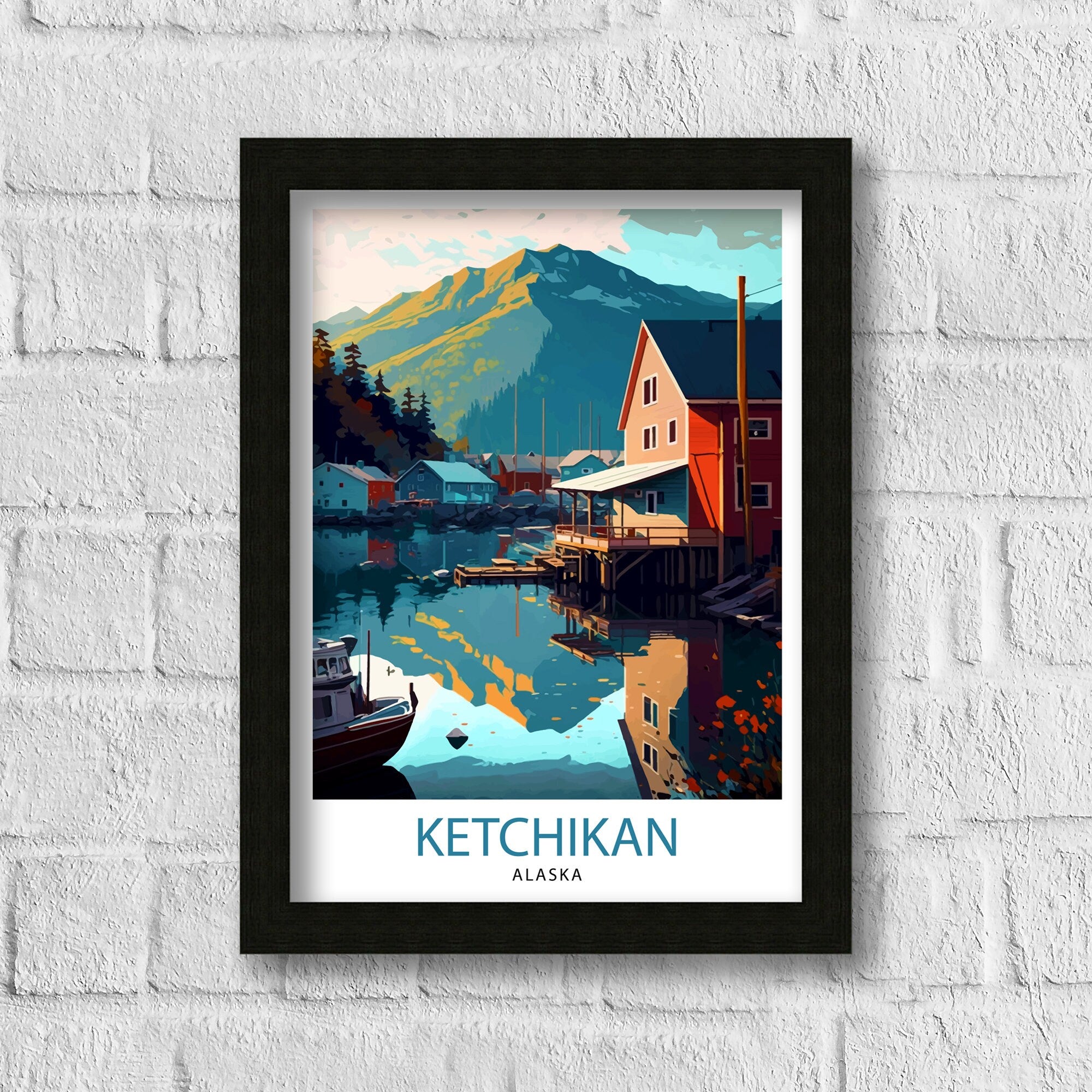 Ketchikan Alaska Travel Poster Ketchikan Wall Decor Ketchikan Art Print| Alaska Travel Prints Ketchikan Illustration Ketchikan Wall Art