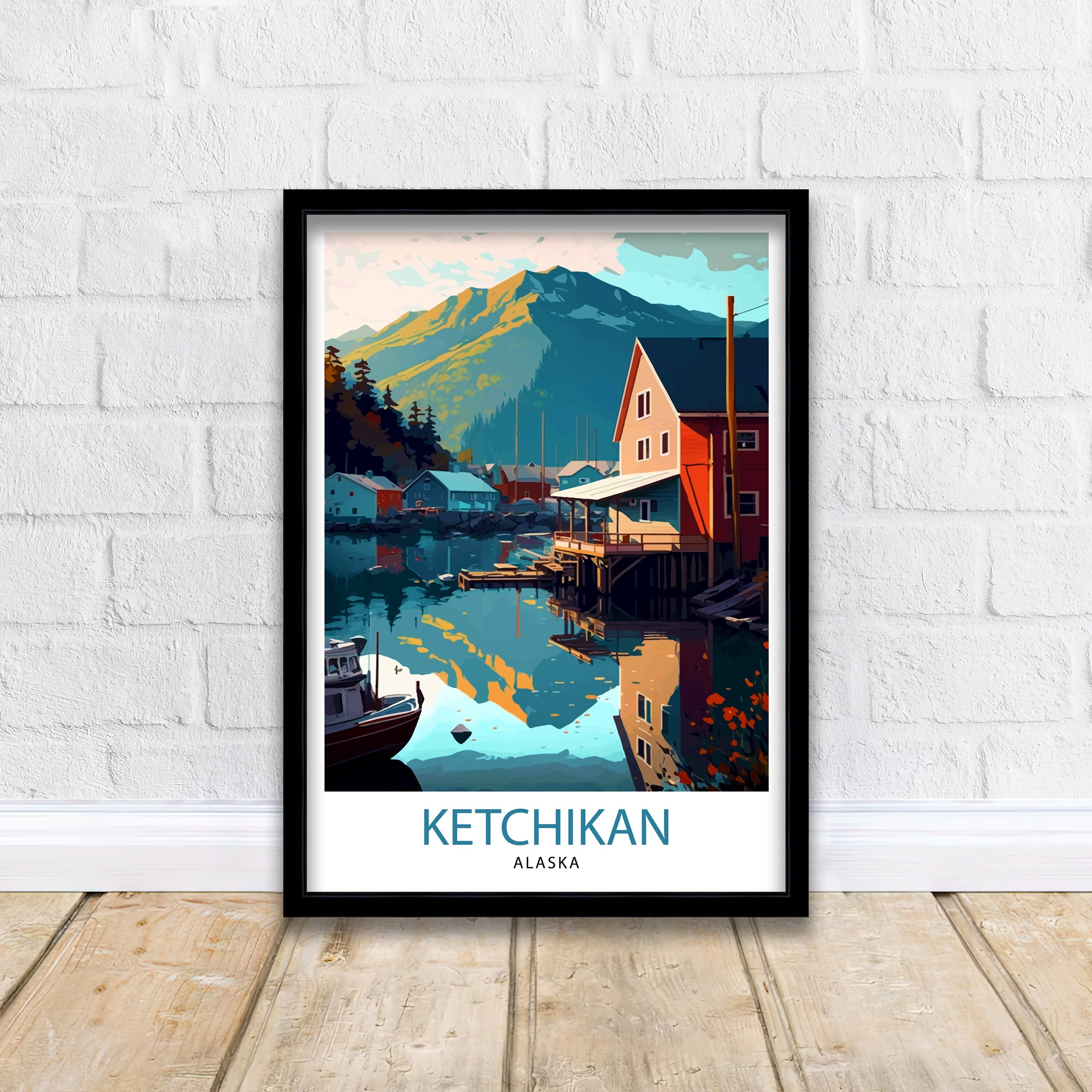 Ketchikan Alaska Travel Poster Ketchikan Wall Decor Ketchikan Art Print| Alaska Travel Prints Ketchikan Illustration Ketchikan Wall Art