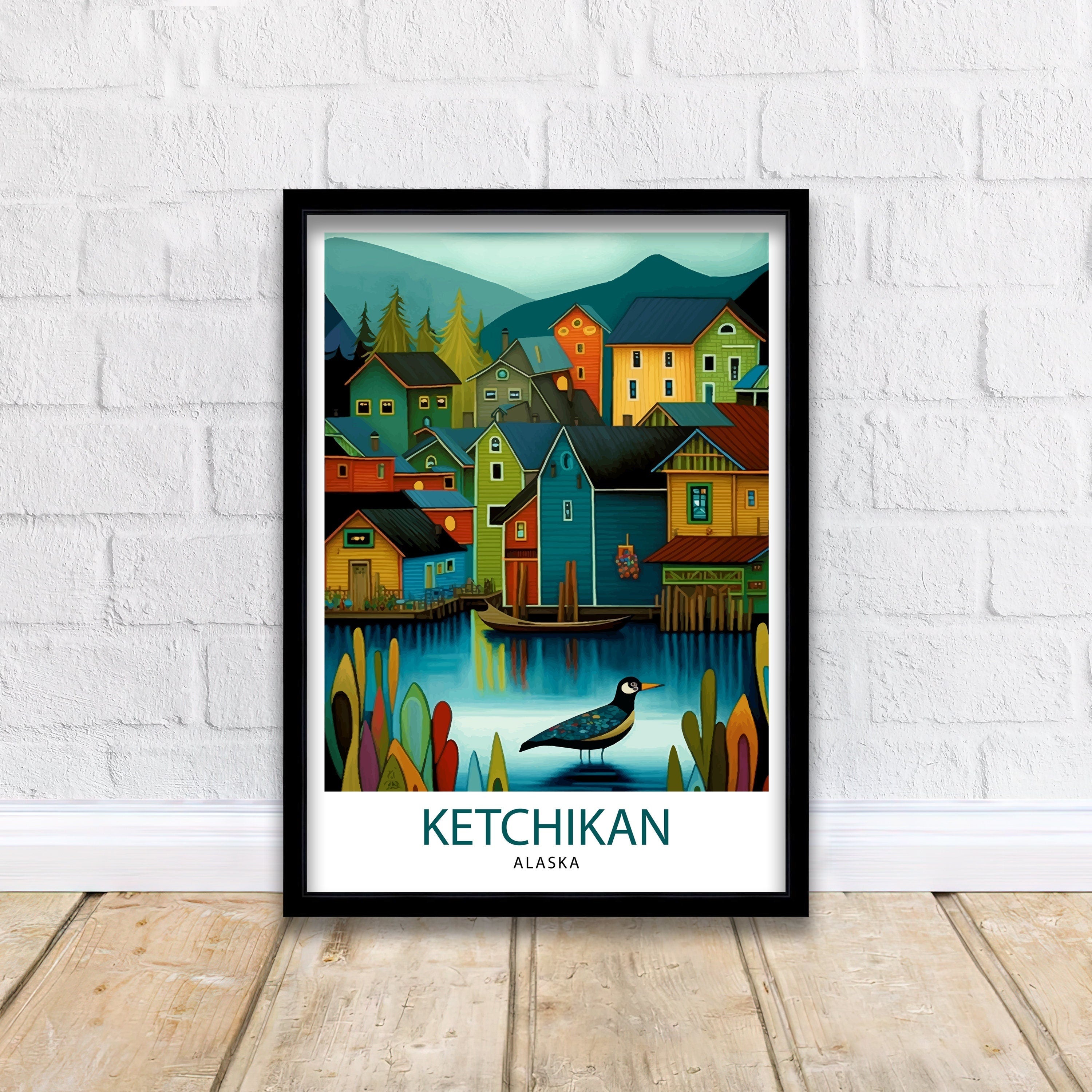 Ketchikan Alaska Travel Poster Ketchikan Wall Decor Ketchikan Art Print| Alaska Travel Prints Ketchikan Illustration Ketchikan Wall Art