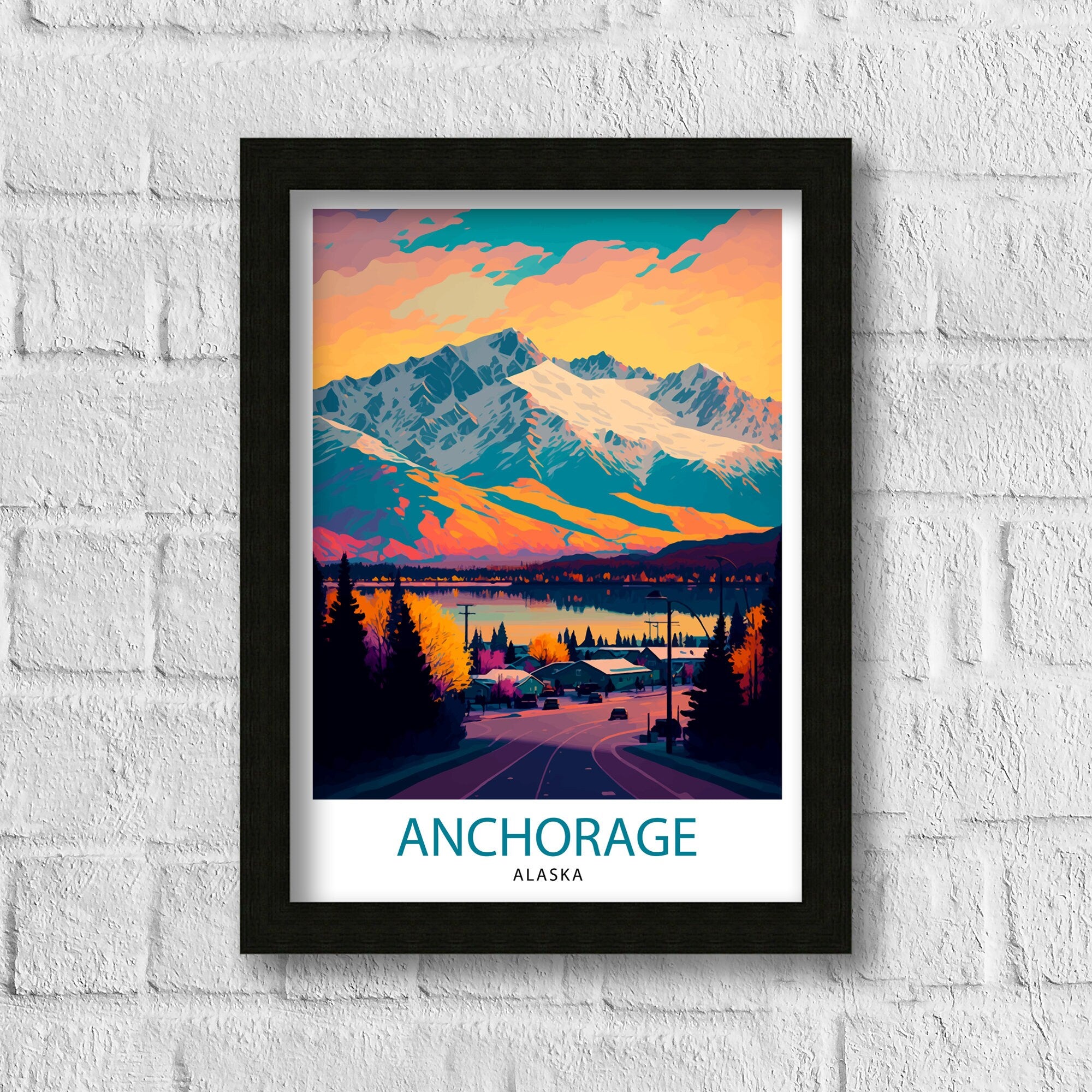 Anchorage Alaska Travel Print| Anchorage Wall Decor Alaska Travel Poster Anchorage Art Print Anchorage Illustration Anchorage Wall Art