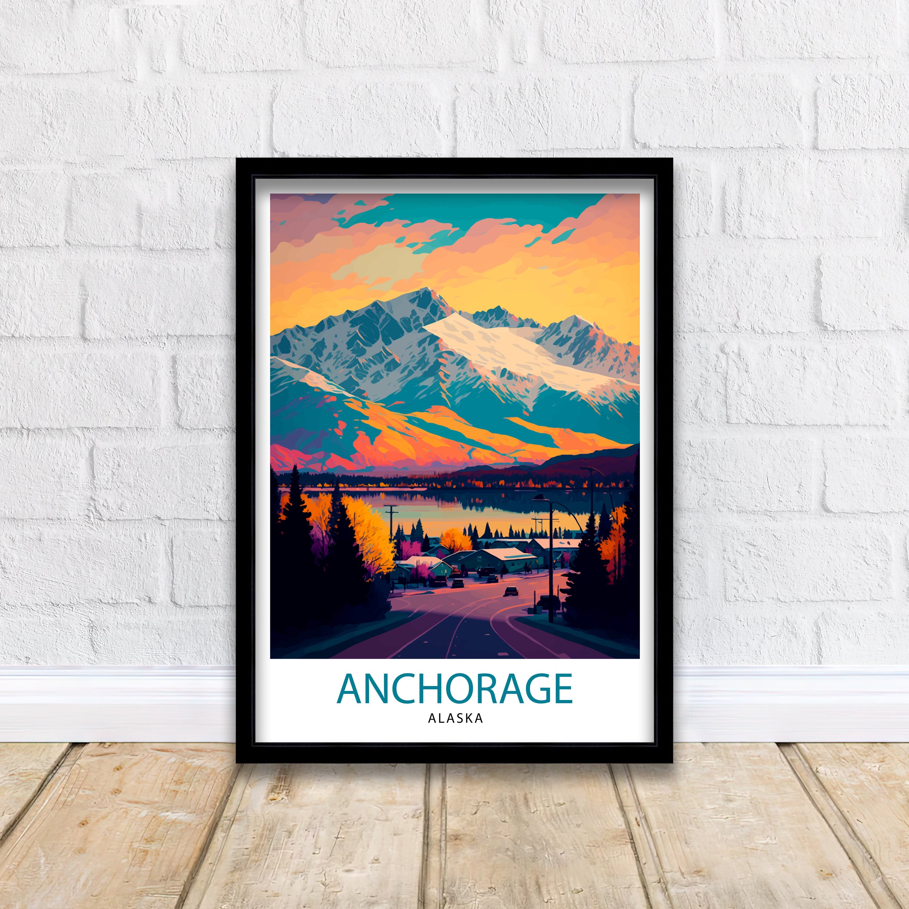 Anchorage Alaska Travel Print| Anchorage Wall Decor Alaska Travel Poster Anchorage Art Print Anchorage Illustration Anchorage Wall Art