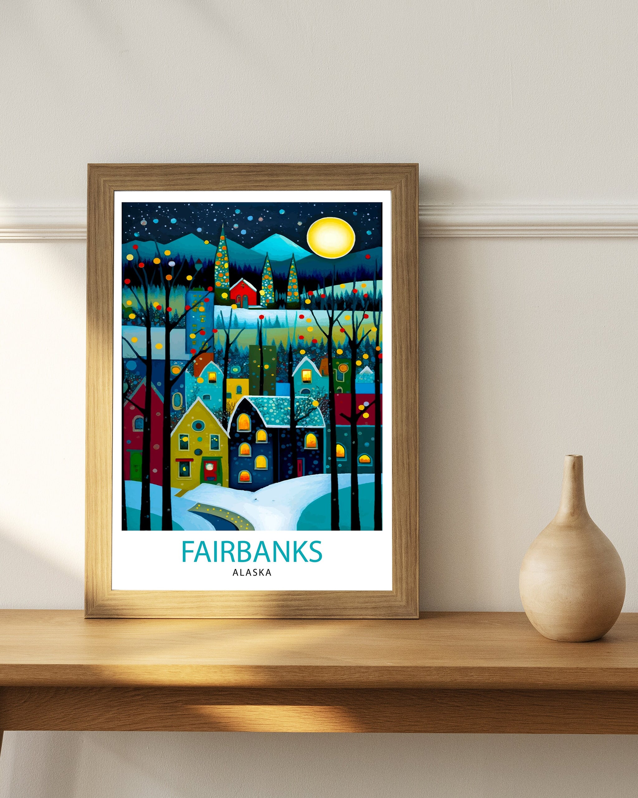 Fairbanks Alaska Travel Print| Fairbanks Wall Decor Fairbanks Poster Alaska Travel Prints Fairbanks Art Print Fairbanks Illustration
