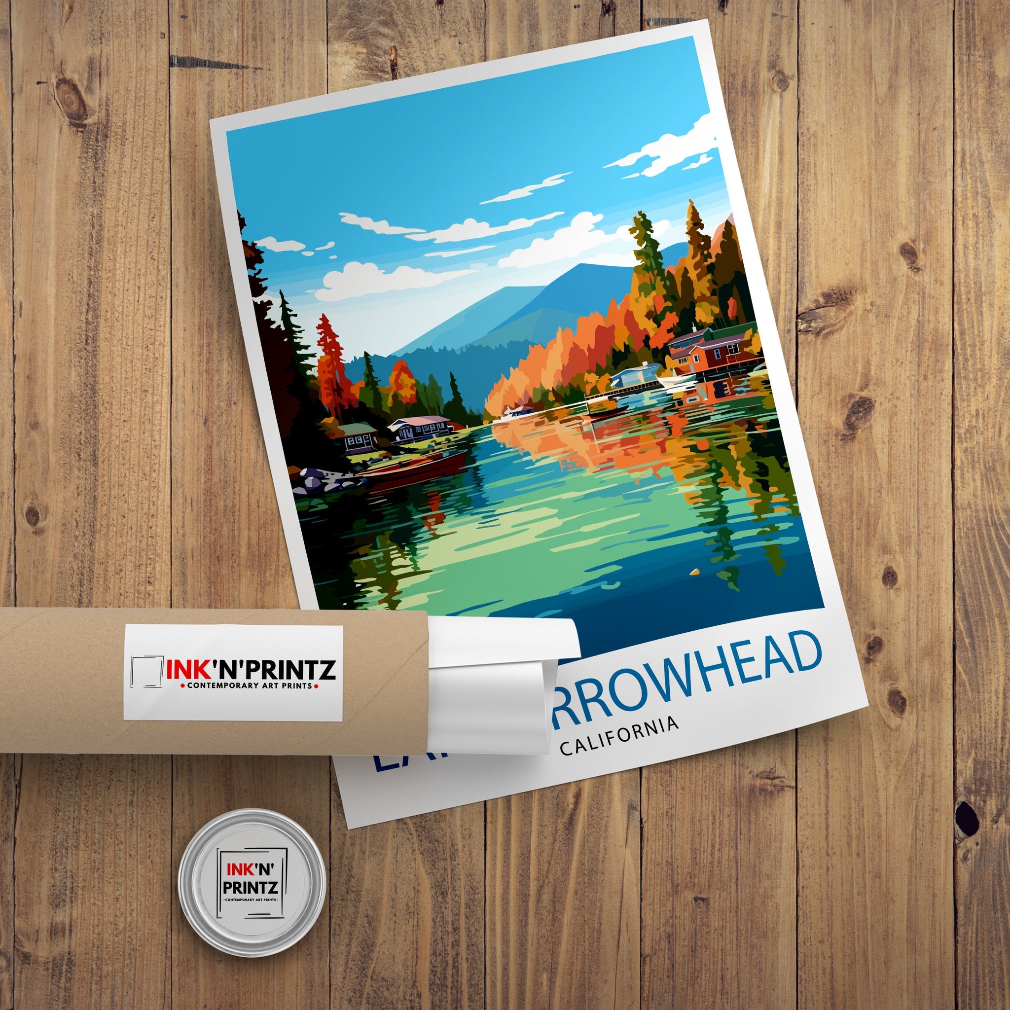 Lake Arrowhead California Travel Print| Lake Arrowhead Wall Decor Lake Arrowhead Home Living Decor Lake Arrowhead IllustrationTravel Poster
