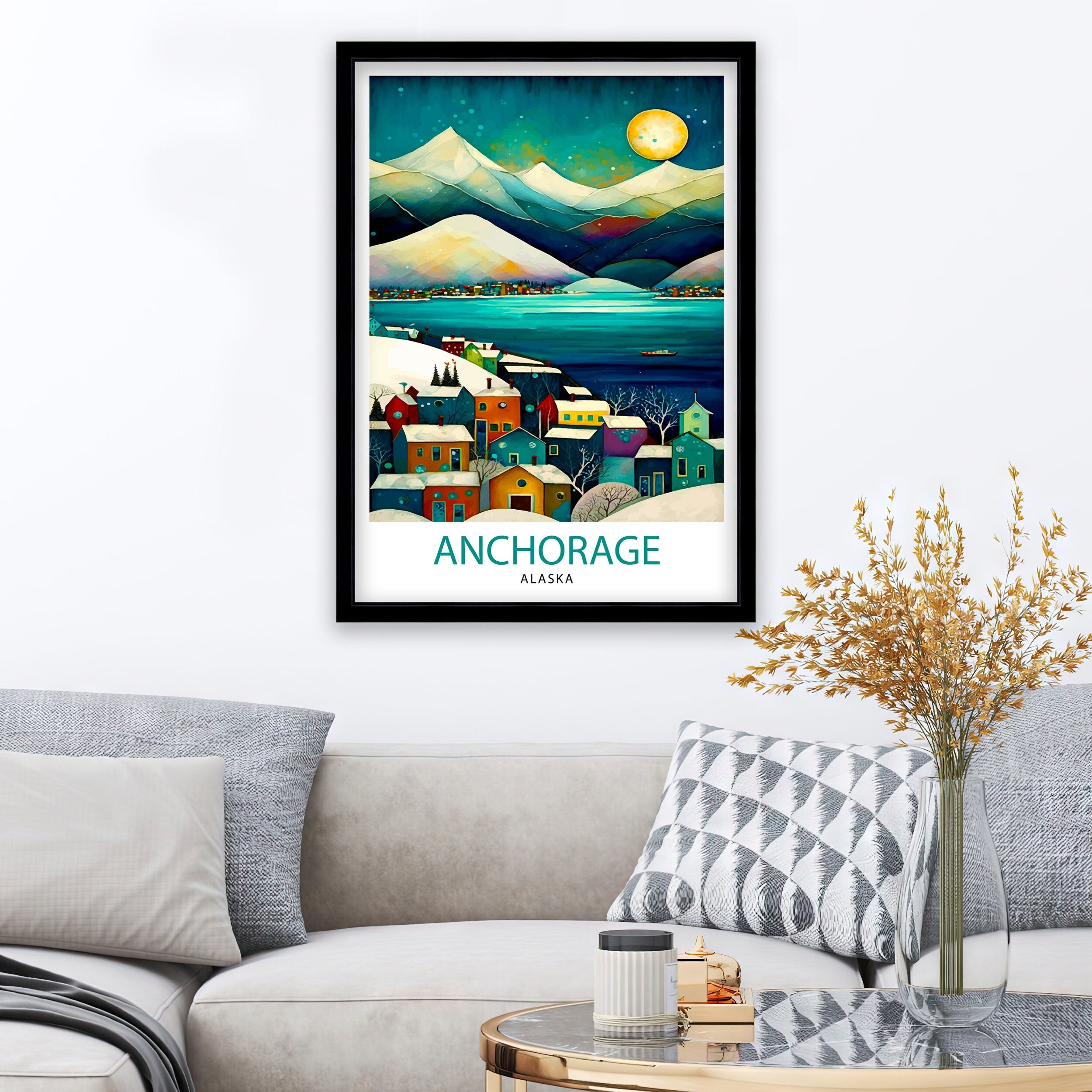 Anchorage Alaska Travel Print| Anchorage Wall Decor Alaska Travel Poster Anchorage Art Print Anchorage Illustration Anchorage Wall Art