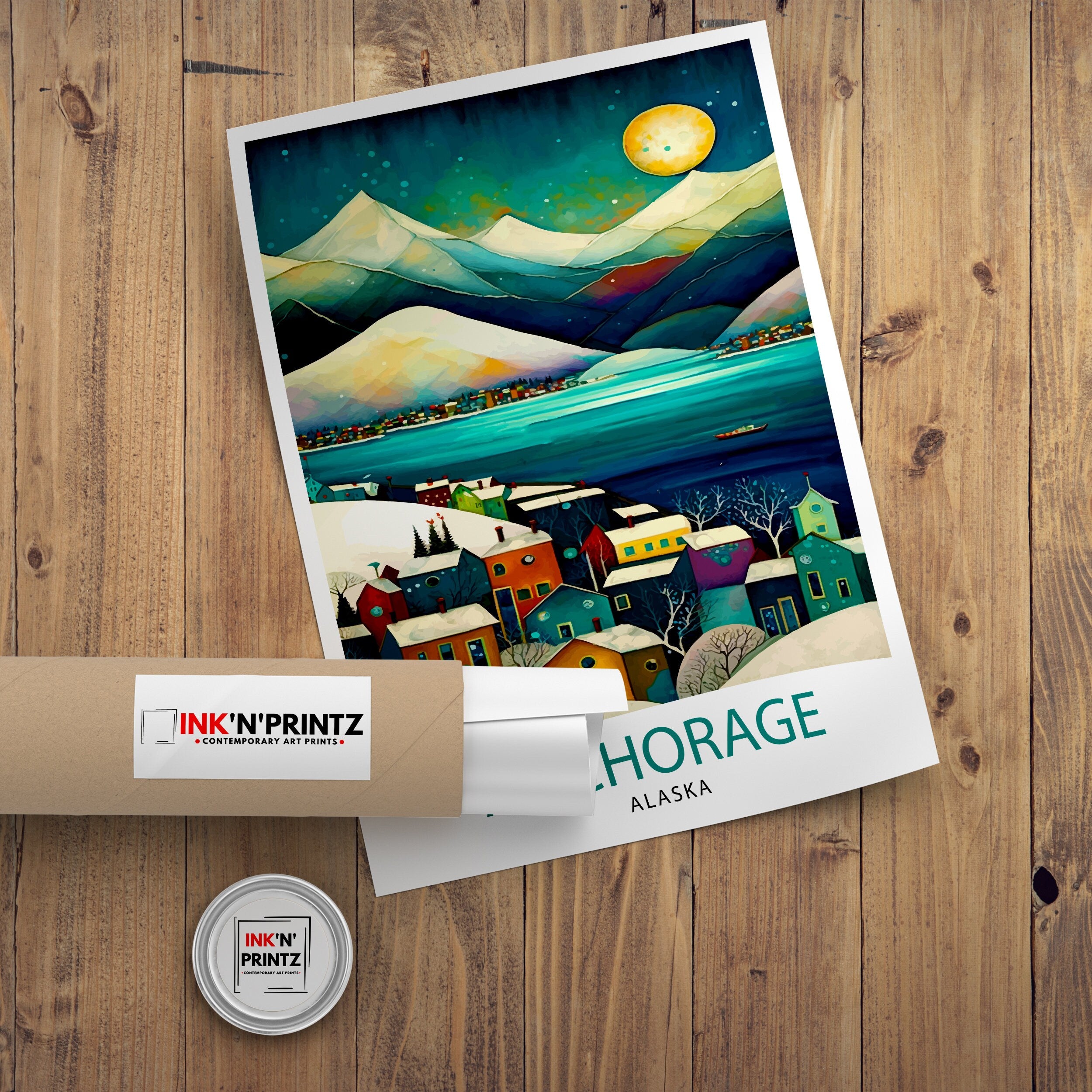 Anchorage Alaska Travel Print| Anchorage Wall Decor Alaska Travel Poster Anchorage Art Print Anchorage Illustration Anchorage Wall Art