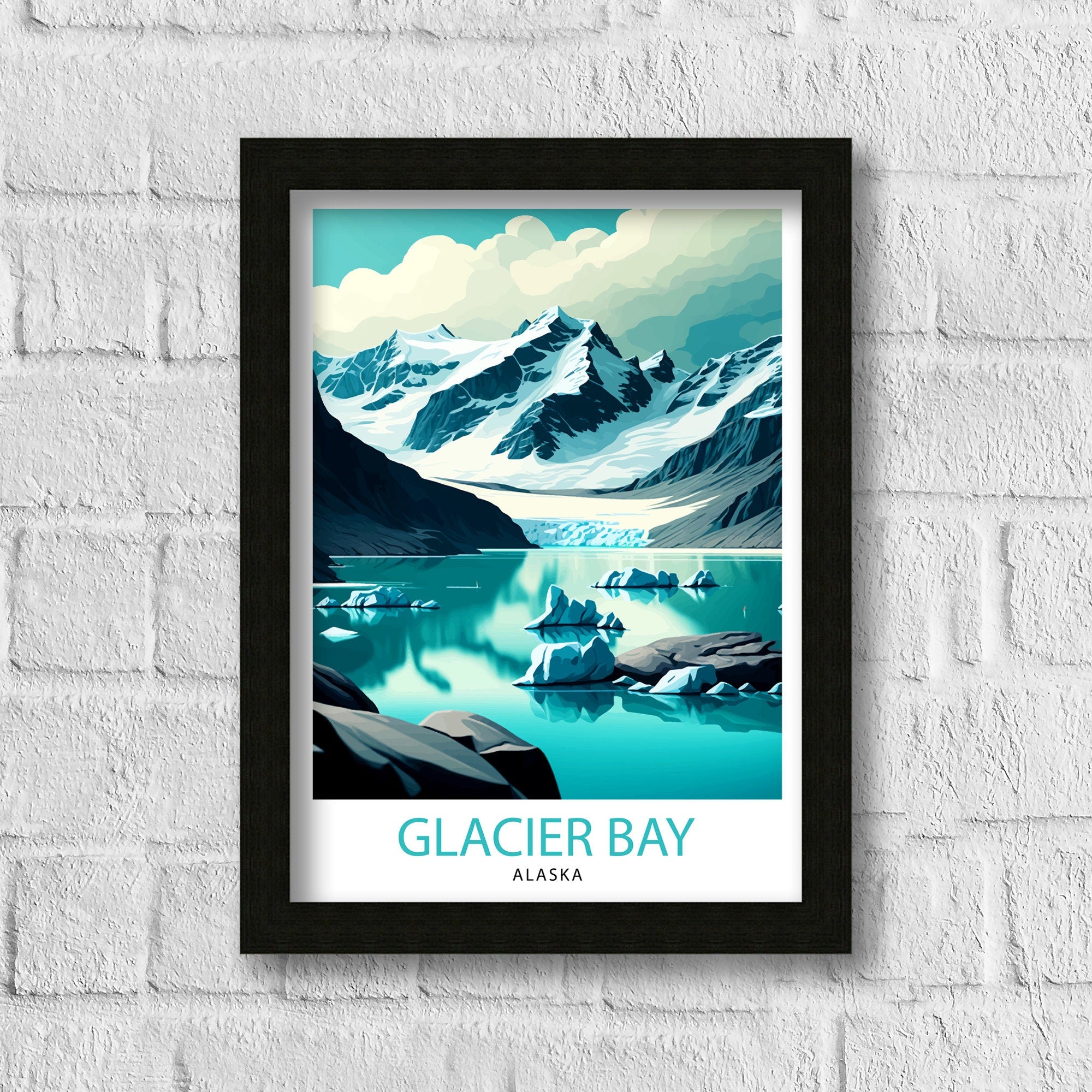 Glacier Bay Alaska Travel Print| Glacier Bay National Park Wall Art Alaska Travel Poster Glacier Bay Art Print Glacier Bay