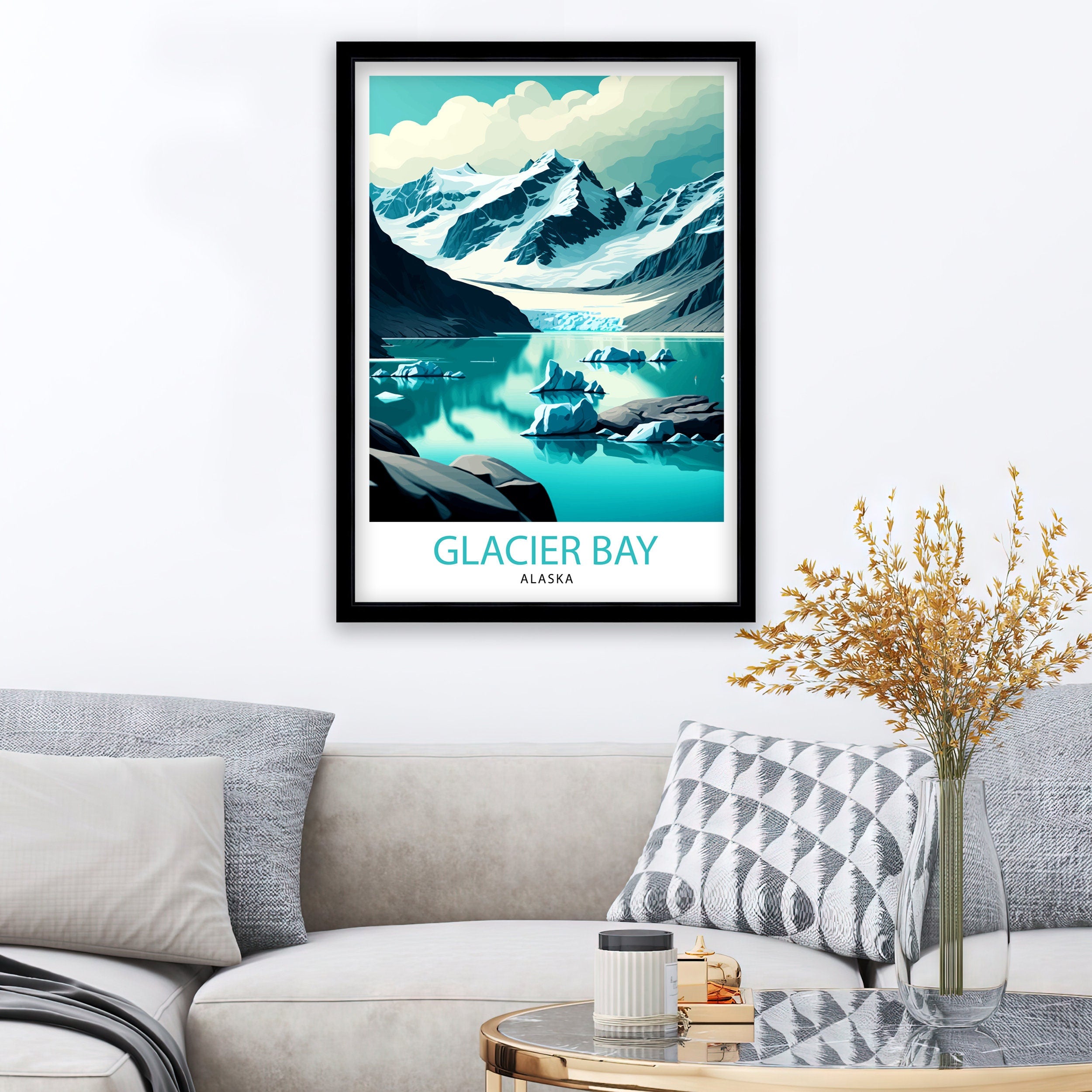 Glacier Bay Alaska Travel Print| Glacier Bay National Park Wall Art Alaska Travel Poster Glacier Bay Art Print Glacier Bay