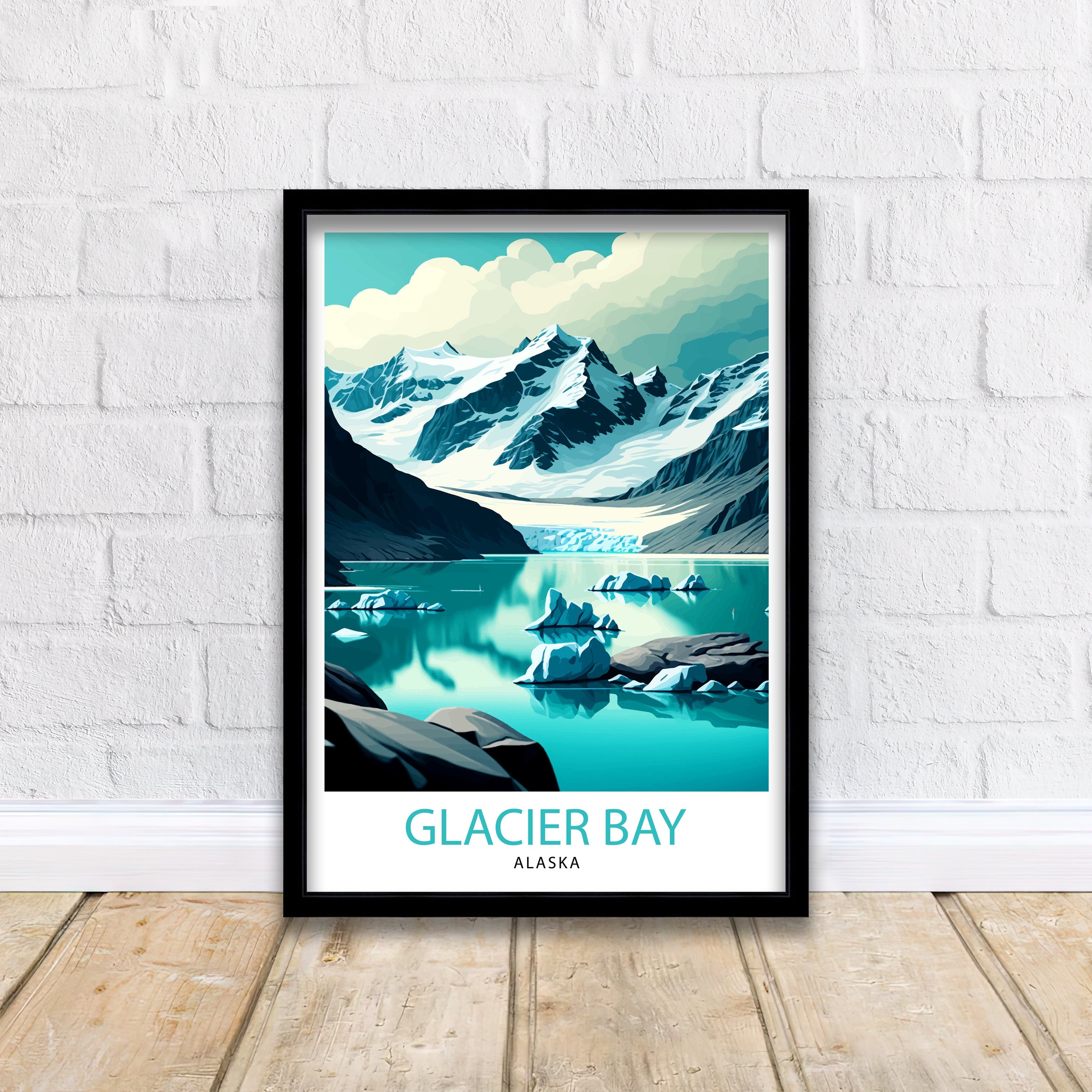 Glacier Bay Alaska Travel Print| Glacier Bay National Park Wall Art Alaska Travel Poster Glacier Bay Art Print Glacier Bay