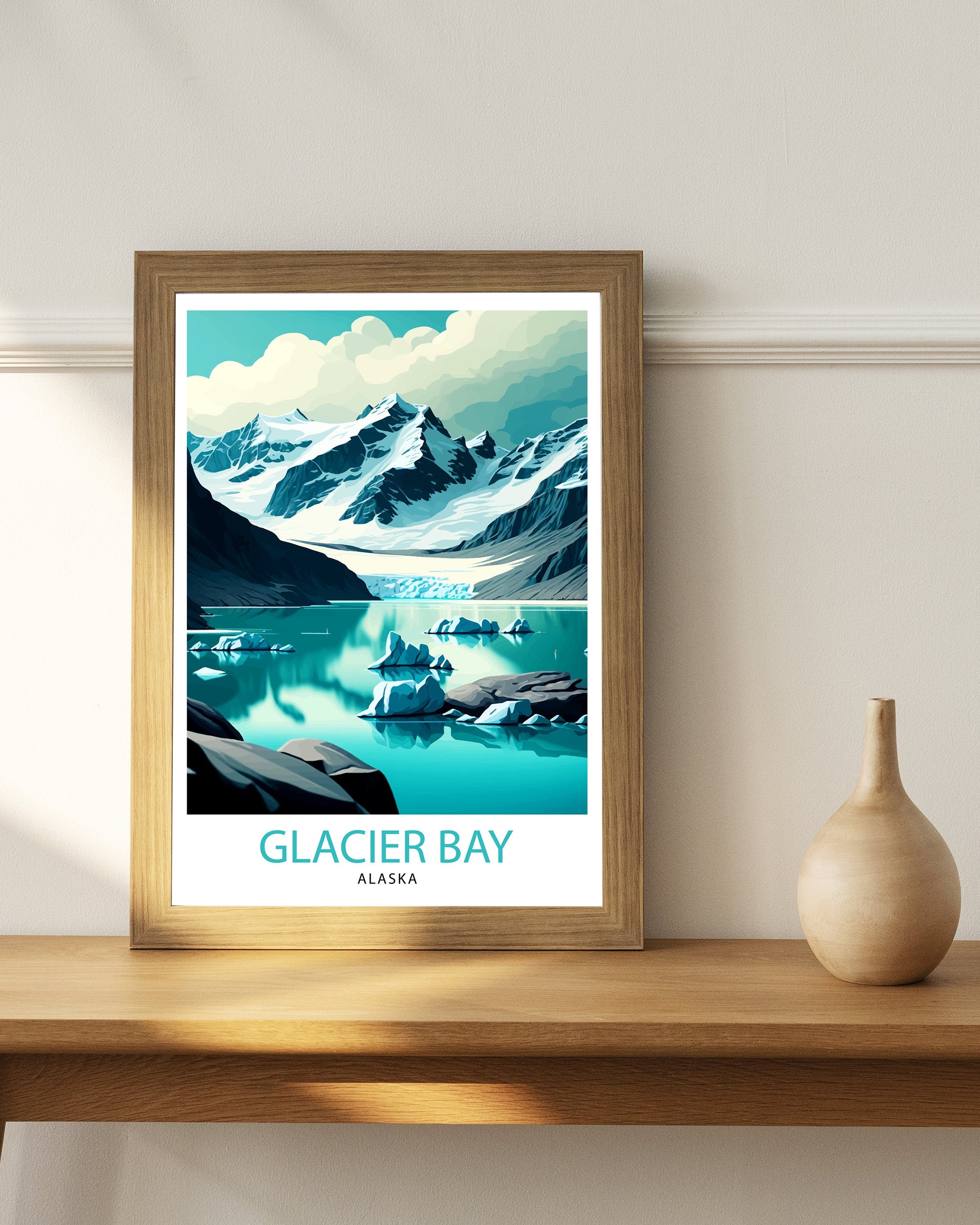 Glacier Bay Alaska Travel Print| Glacier Bay National Park Wall Art Alaska Travel Poster Glacier Bay Art Print Glacier Bay