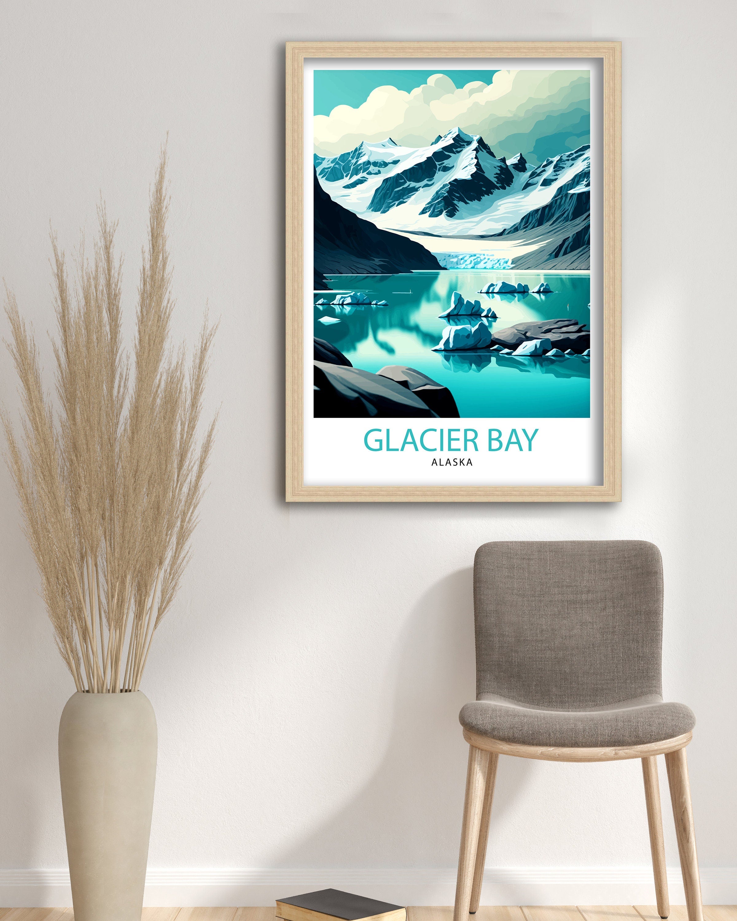 Glacier Bay Alaska Travel Print| Glacier Bay National Park Wall Art Alaska Travel Poster Glacier Bay Art Print Glacier Bay