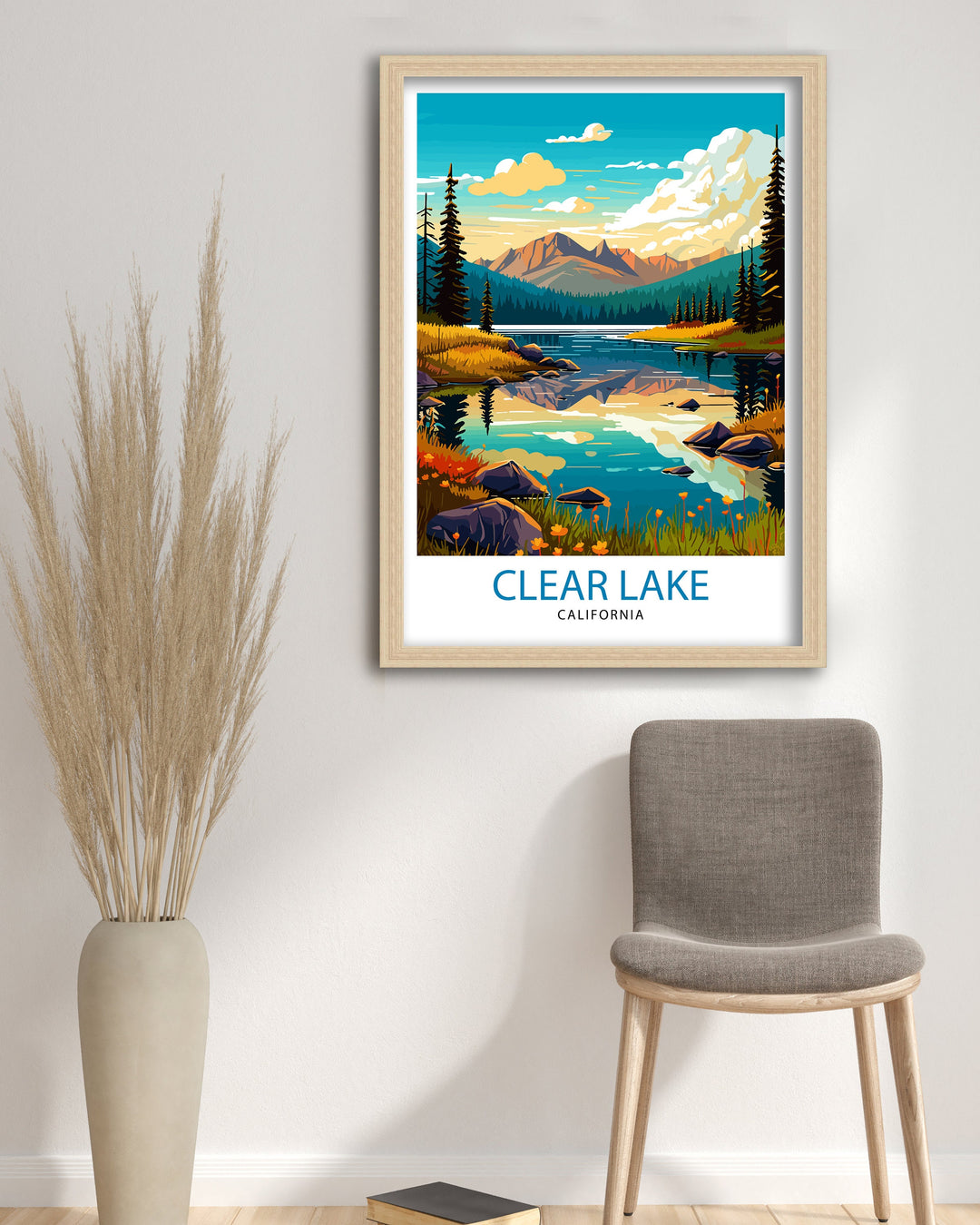 Clear Lake California Travel Print| Clear Lake Wall Decor Clear Lake Home Living Decor Clear Lake California Illustration Travel Poster