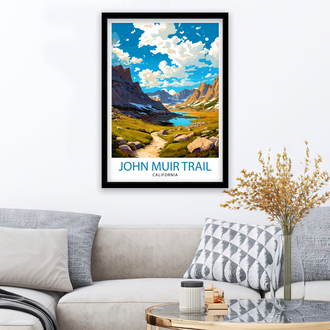 John Muir Trail California Travel Print| California Wall Decor Nature Landscape Art Hiking Trail Poster Gift for Outdoor Enthusiasts