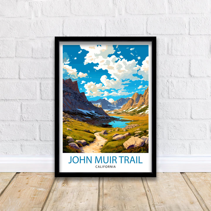 John Muir Trail California Travel Print| California Wall Decor Nature Landscape Art Hiking Trail Poster Gift for Outdoor Enthusiasts
