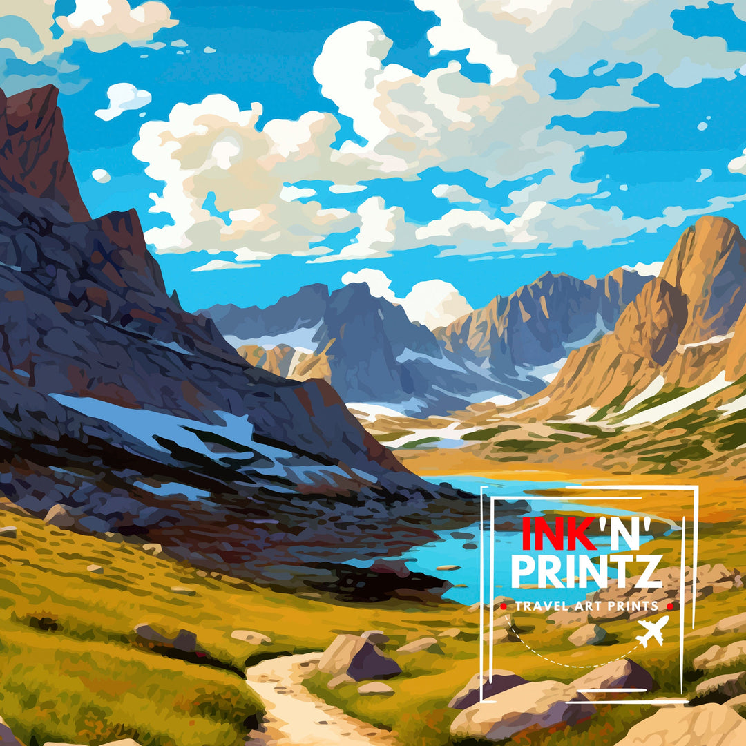 John Muir Trail California Travel Print| California Wall Decor Nature Landscape Art Hiking Trail Poster Gift for Outdoor Enthusiasts