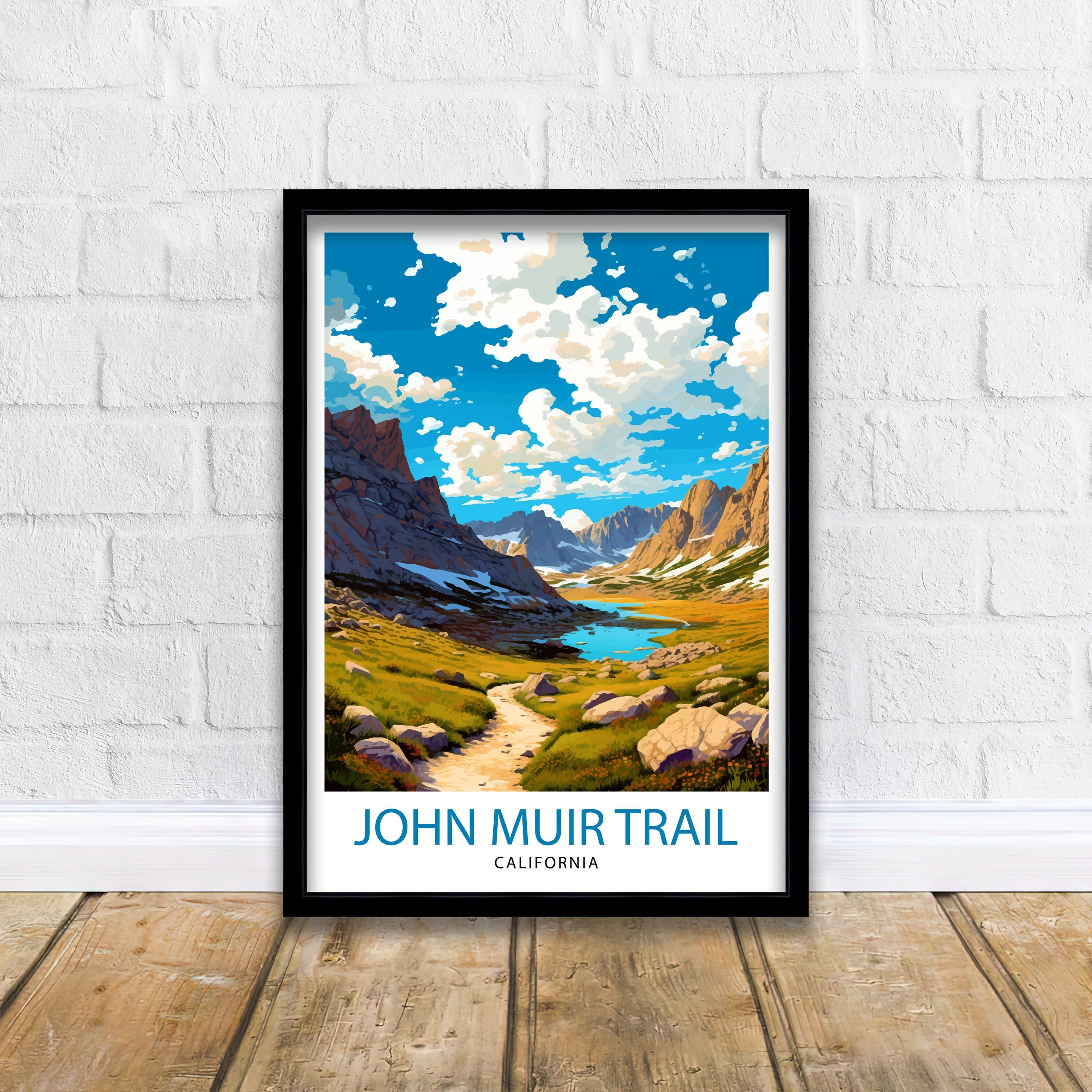 John Muir Trail California Travel Print| California Wall Decor Nature Landscape Art Hiking Trail Poster Gift for Outdoor Enthusiasts