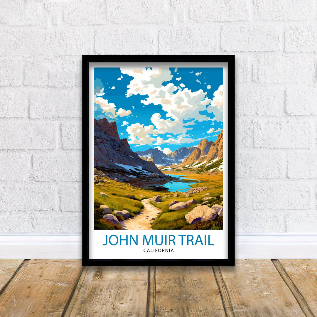 John Muir Trail California Travel Print| California Wall Decor Nature Landscape Art Hiking Trail Poster Gift for Outdoor Enthusiasts