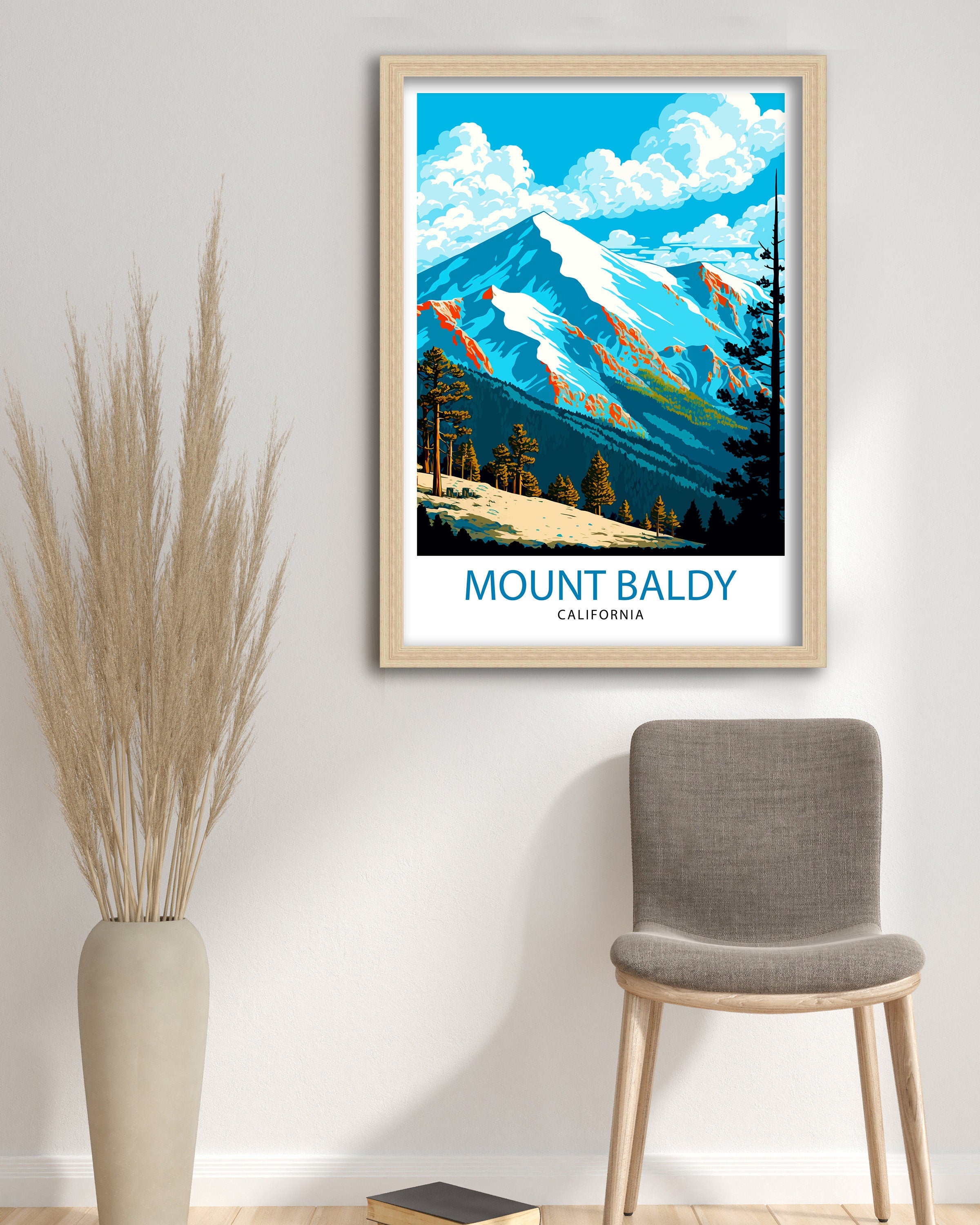 Mount Baldy California Travel Print| Mount Baldy Wall Decor Mount Baldy Home Living Decor Mount Baldy California Illustration Travel Poster