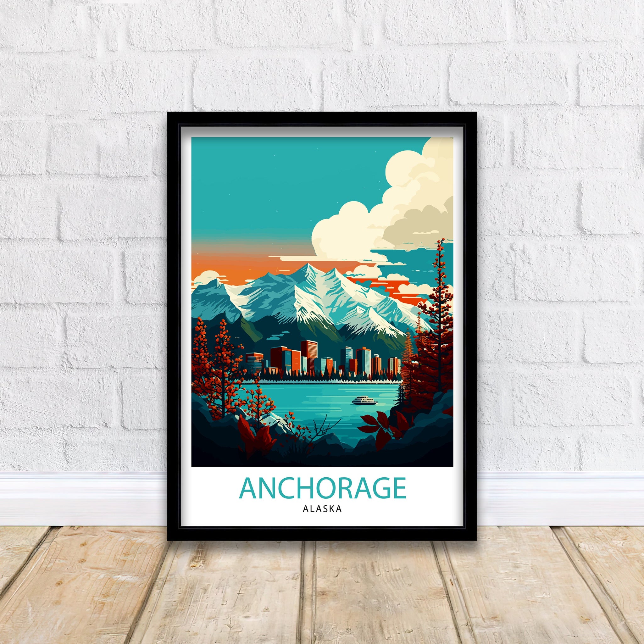 Anchorage Alaska Travel Poster Anchorage Wall Decor Alaska Travel Print Anchorage Cityscape Illustration Gift for Alaska Travelers Anchorage