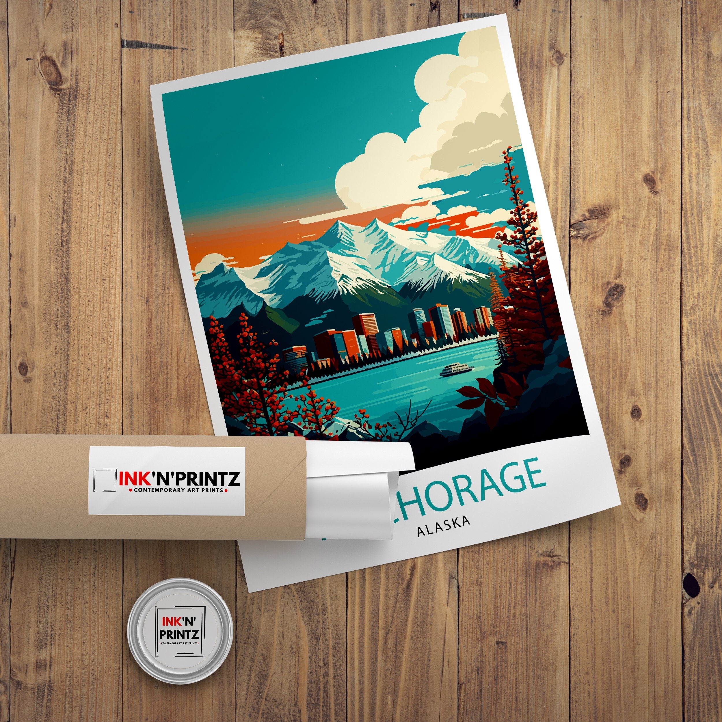Anchorage Alaska Travel Poster Anchorage Wall Decor Alaska Travel Print Anchorage Cityscape Illustration Gift for Alaska Travelers Anchorage