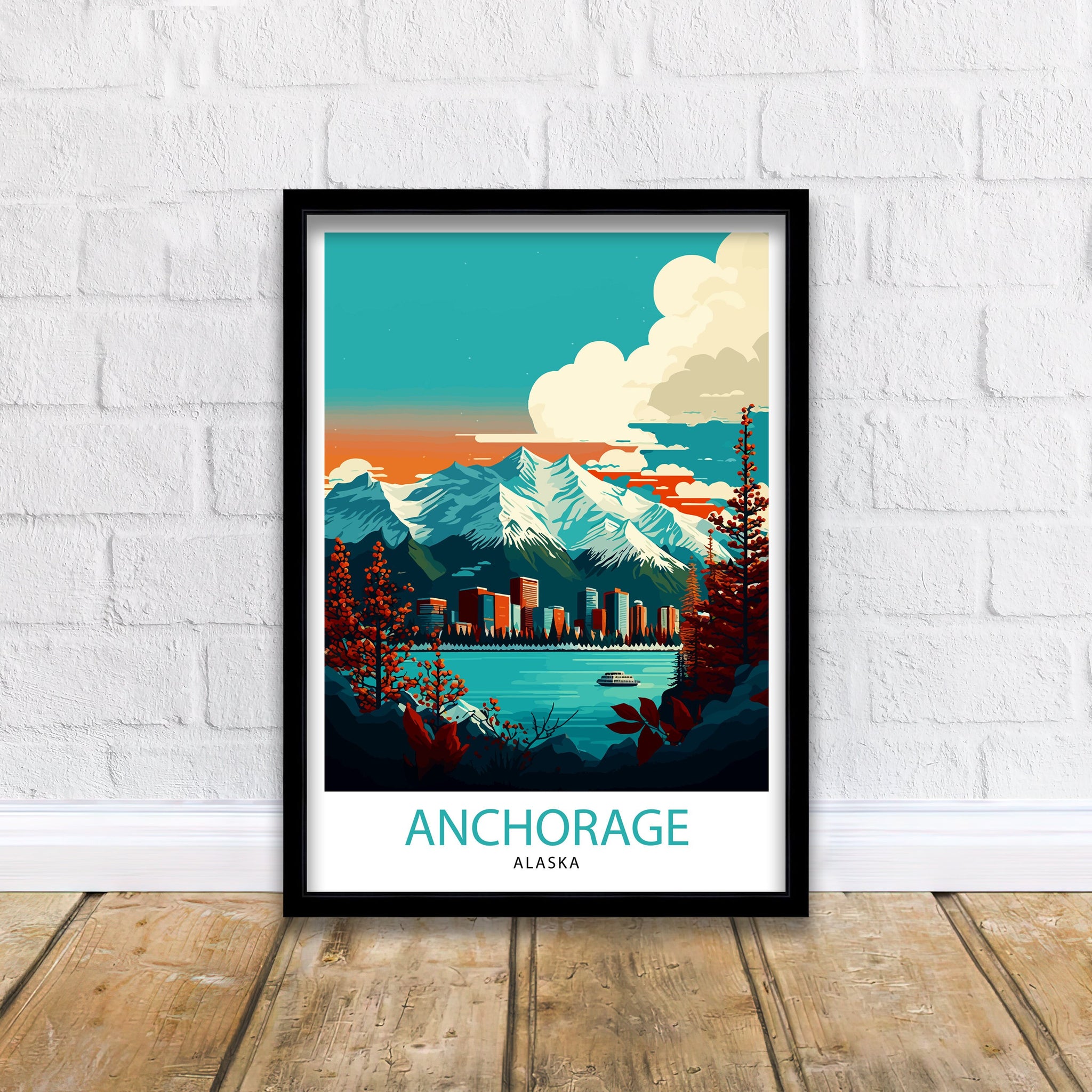 Anchorage Alaska Travel Poster Anchorage Wall Decor Alaska Travel Print Anchorage Cityscape Illustration Gift for Alaska Travelers Anchorage